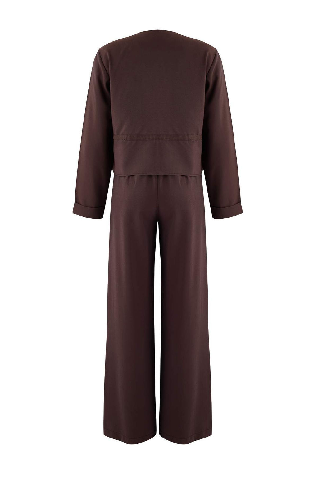 Koyu Kahverengi Yumusak Dokulu Bluz Pantolon Dokuma Alt - Ust Tak?m TWOAW26AU00111