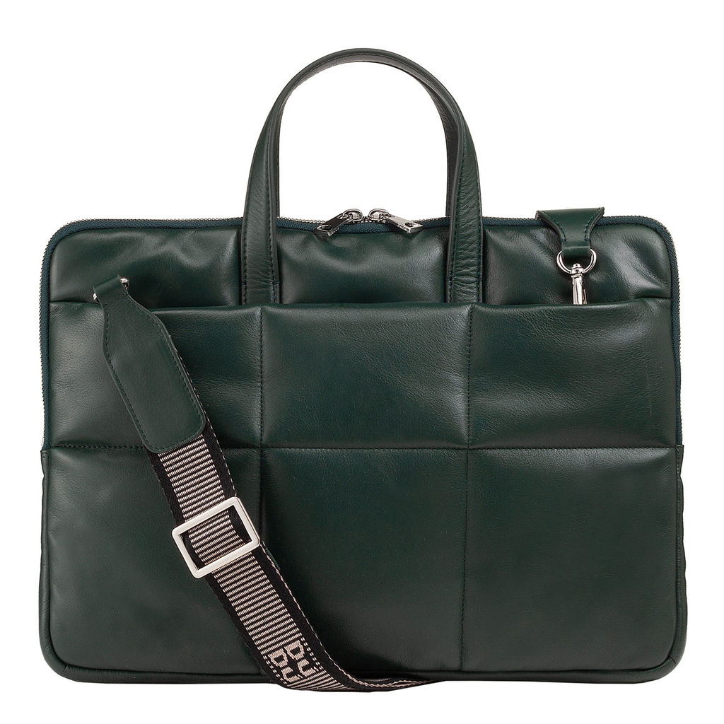Итальянская кожаная сумка-портфель для ноутбука DuDu серии Togean | зеленый