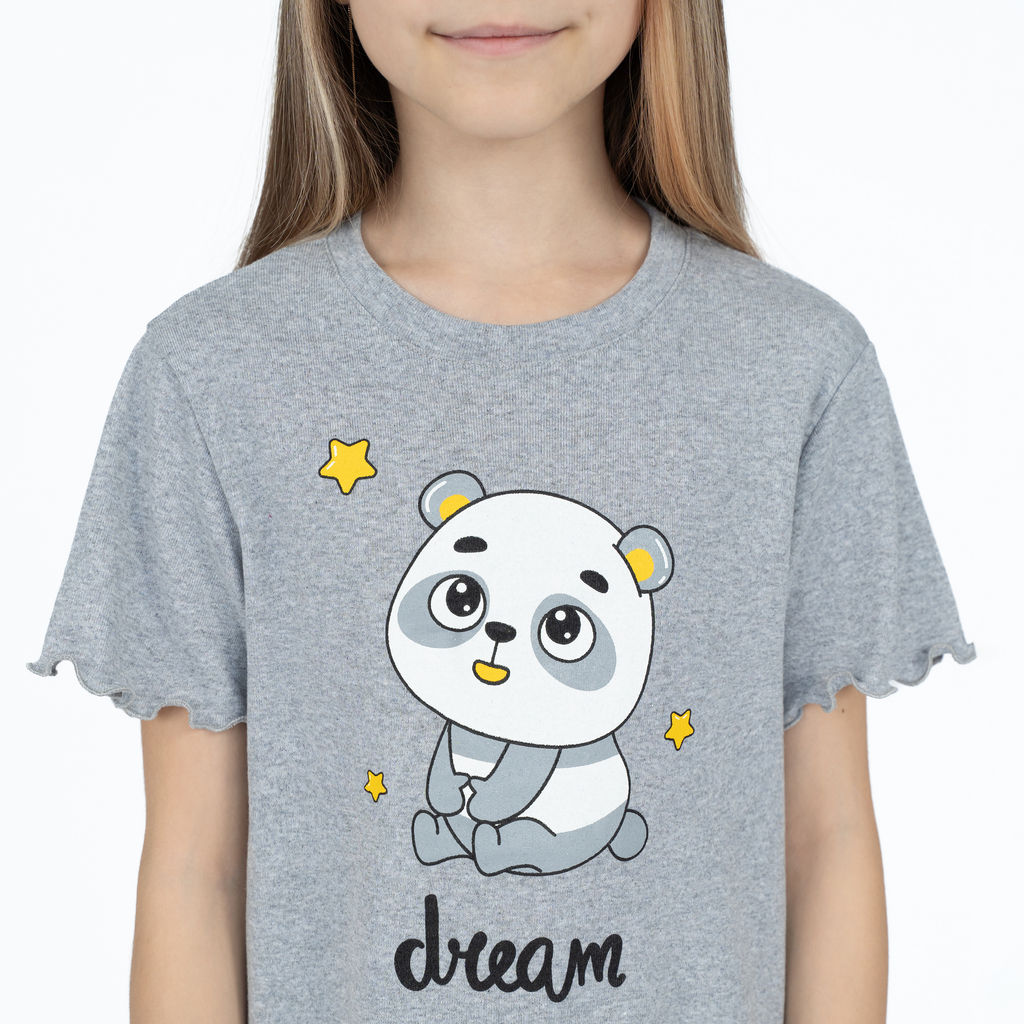 Сорочка для девочки меланж панда 818 (128, 64)