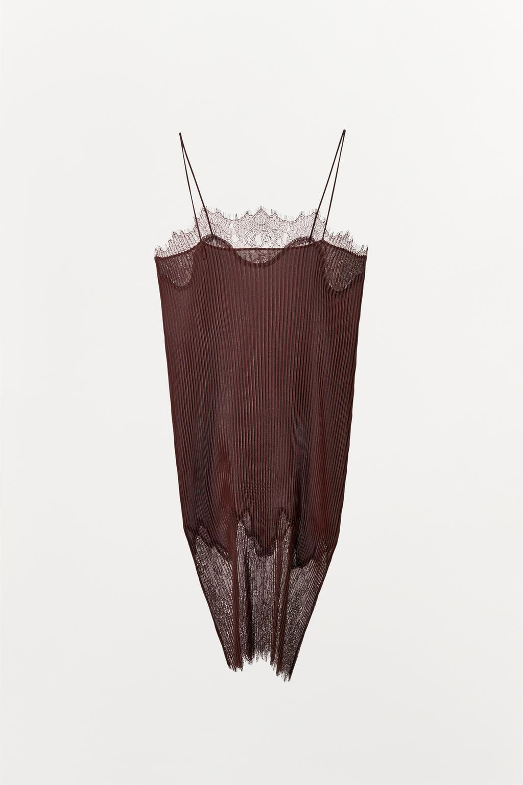 LACE DETAIL PLEATED DRESS - Zara фото 6