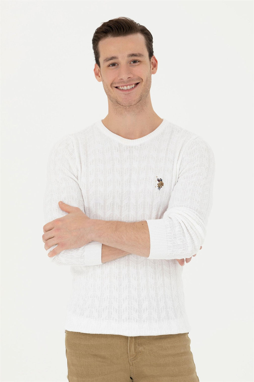 Мужской белый базовый свитер - U.s. polo assn фото 10