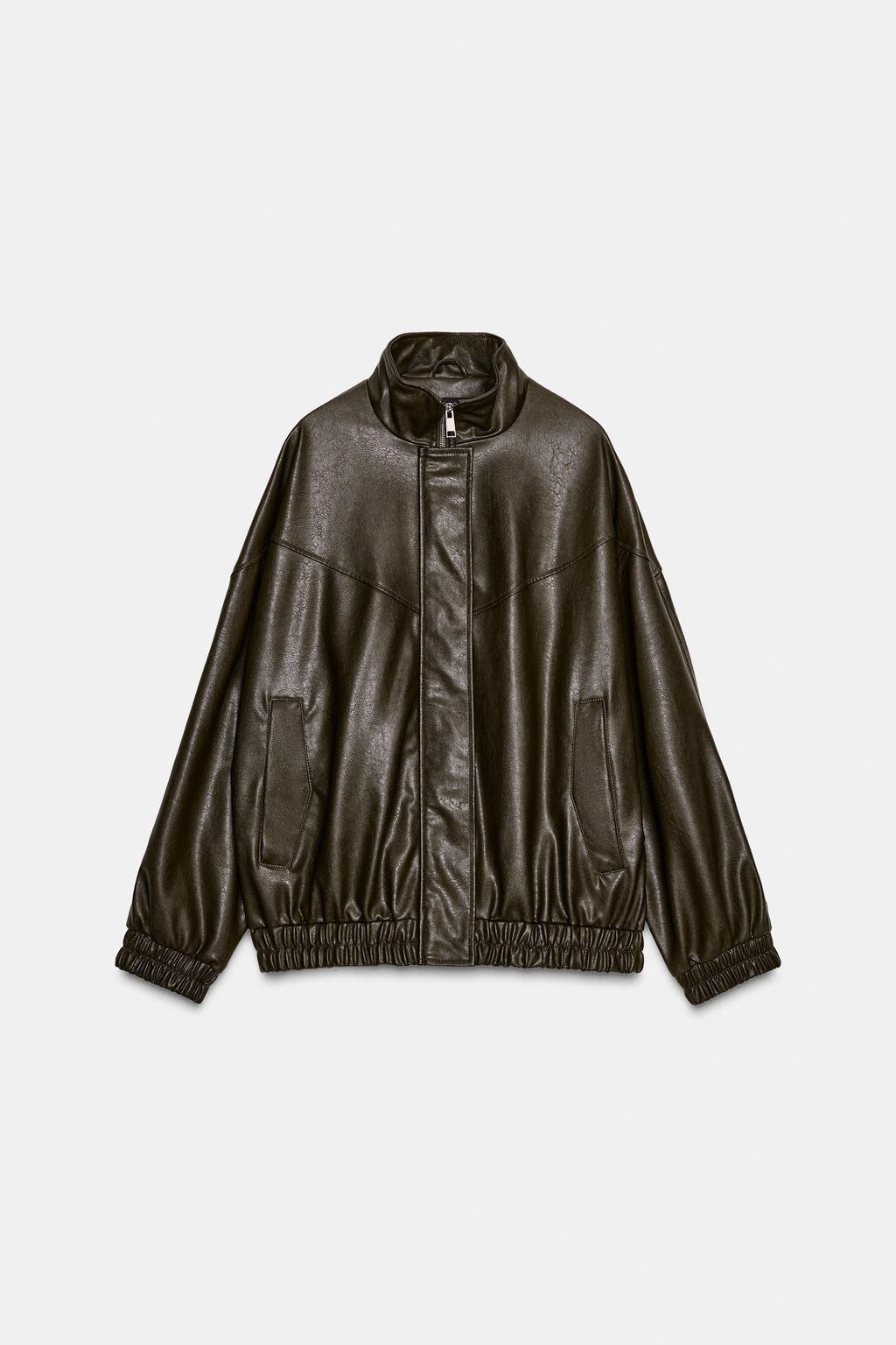 FAUX LEATHER BOMBER JACKET WITH HIGH COLLAR - Zara фото 8
