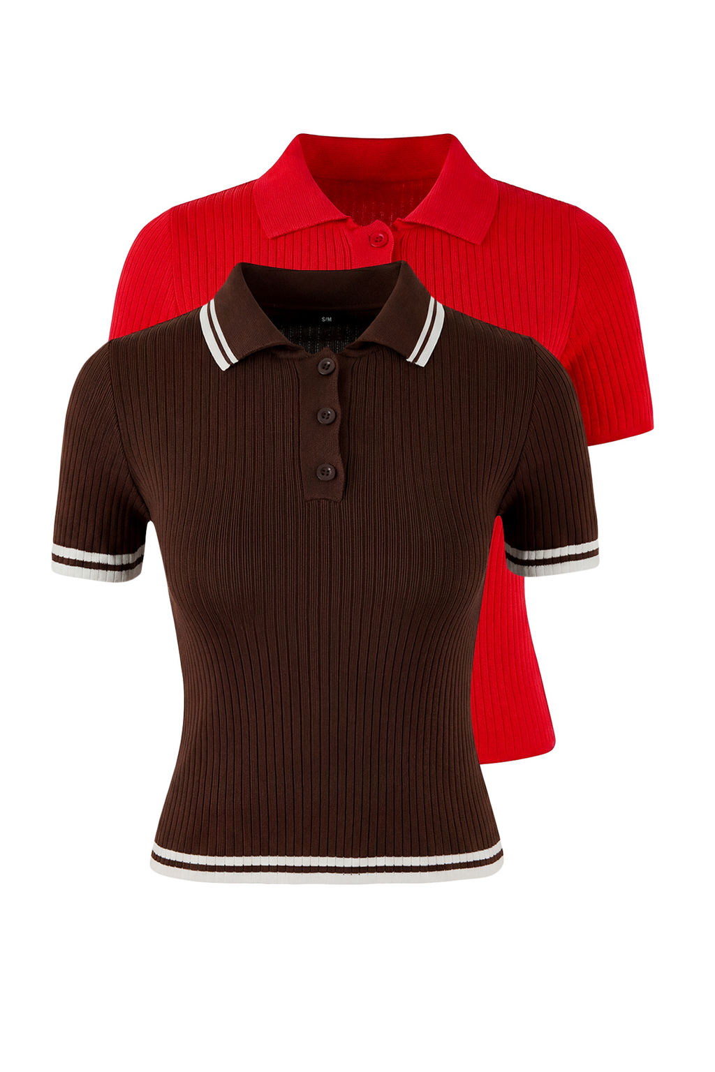 Trendyolmilla Siyah*001-Kahverengi Basic Polo Yaka Ikili Paket Triko Ince Bluz TWOSS25BZ00503  фото 28
