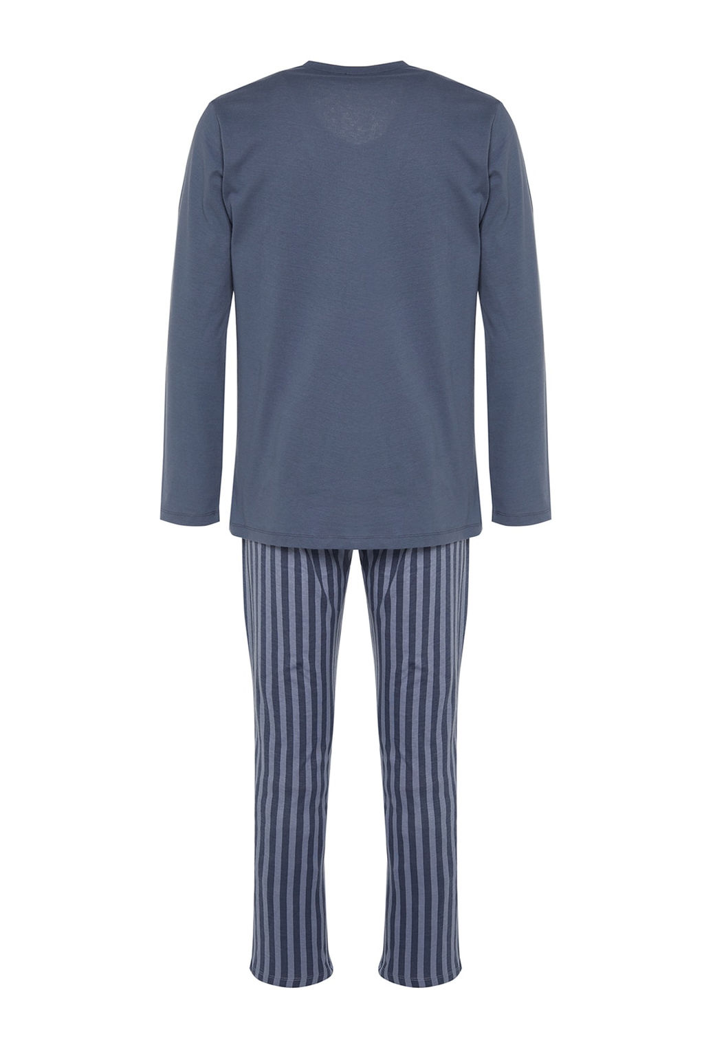TRENDYOL MAN Ac?k Mavi Regular Fit Bask?l? Orme %100 Pamuk Pijama Tak?m? THMAW21PT0715 - Trendyolmilla фото 7