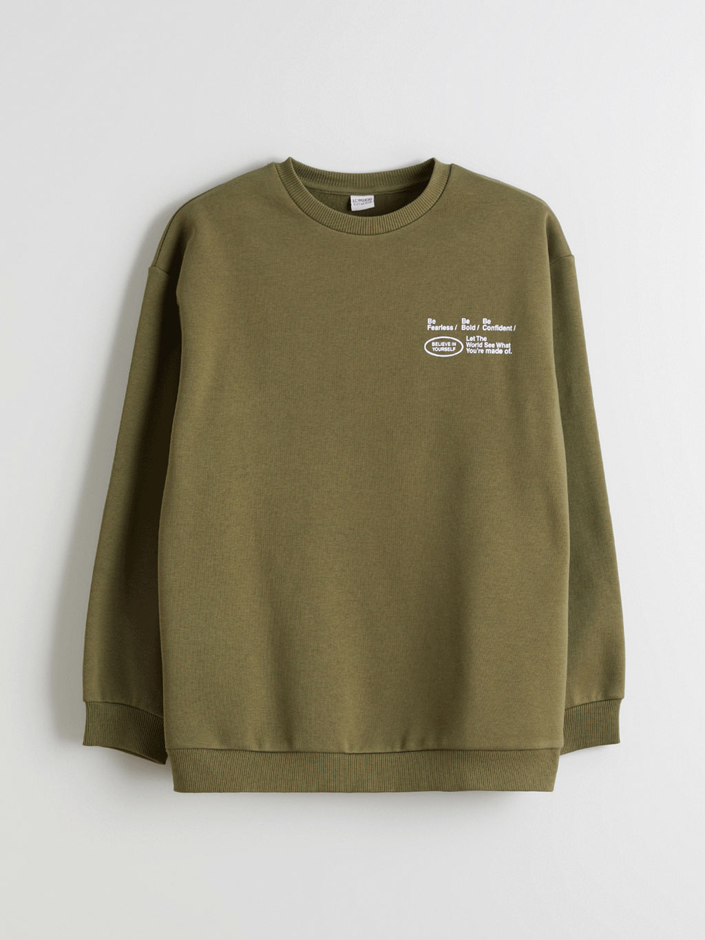 Bisiklet Yaka Bask?l? Erkek ?ocuk Sweatshirt