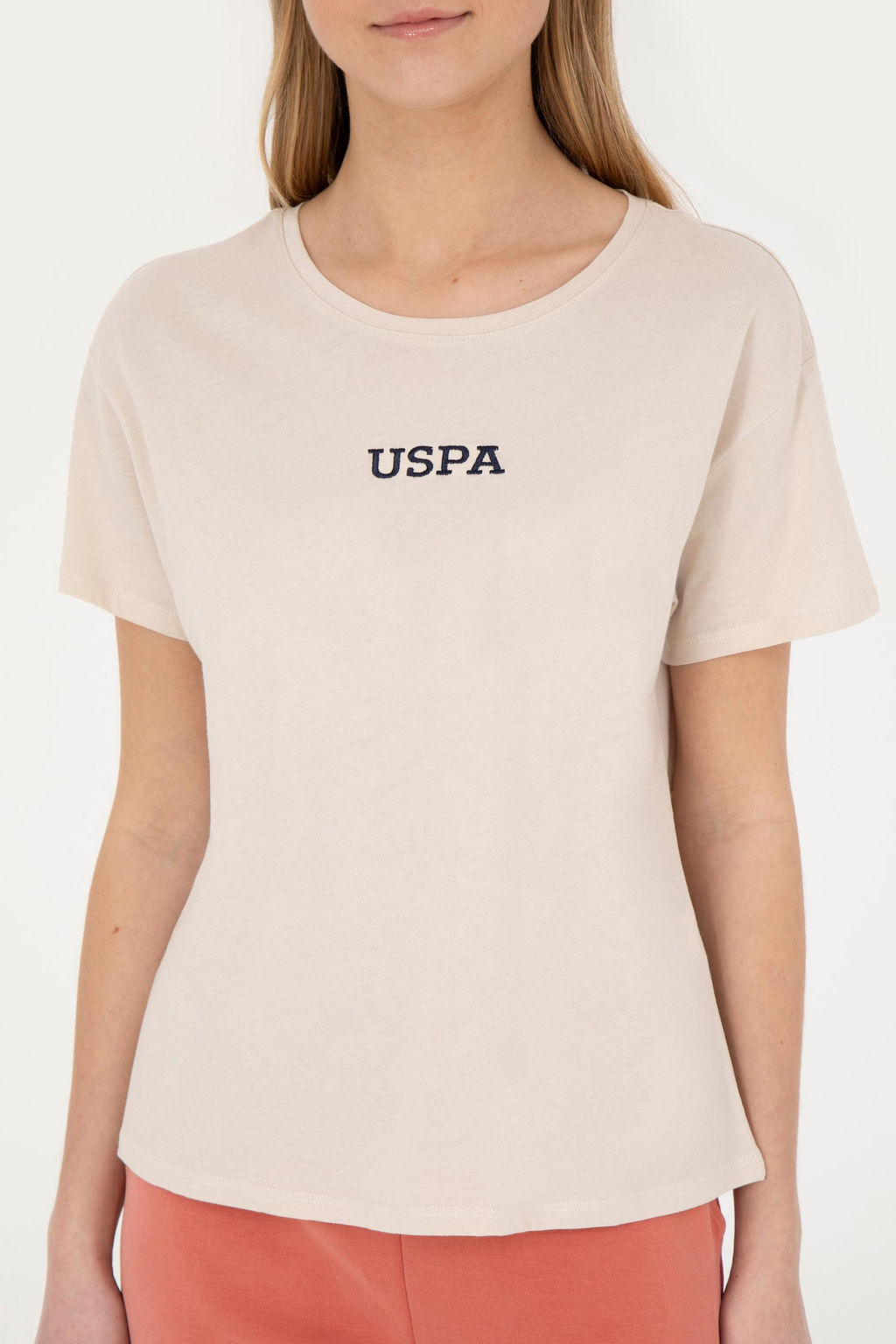 Женская кремовая футболка с круглым вырезом - U.s. polo assn фото 13
