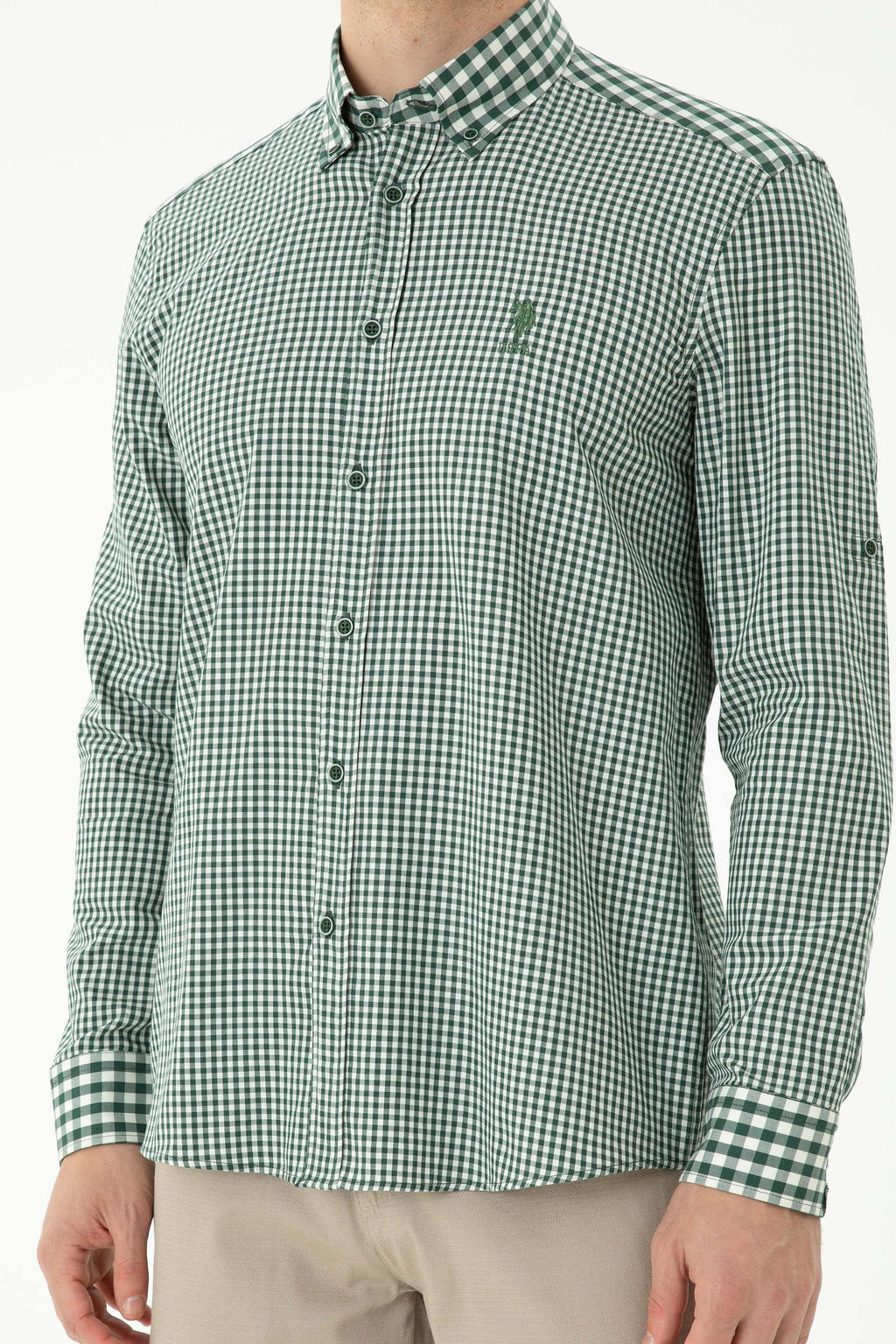 Мужская зеленая рубашка с длинным рукавом - U.s. polo assn фото 13