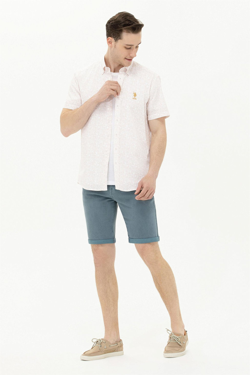 Мужская рубашка Camel с коротким рукавом - U.s. polo assn фото 9