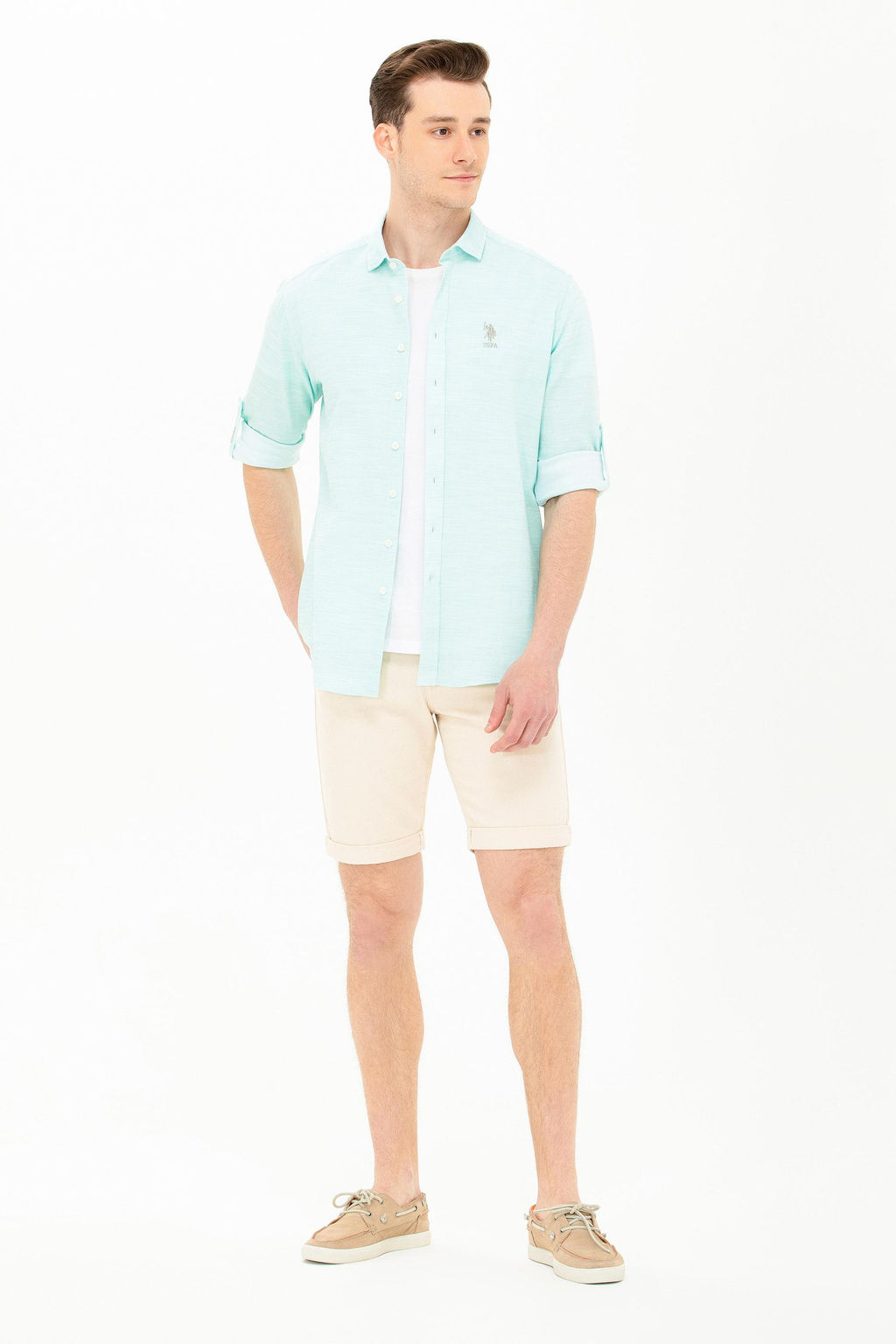 U. S. Polo Assn Мужские бежевые джинсовые шорты - U.s. polo assn фото 17