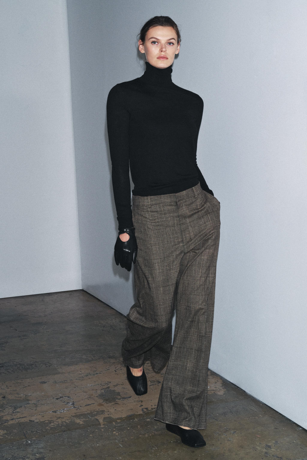 ZW COLLECTION CHECKED BALLOON TROUSERS WITH WOOL