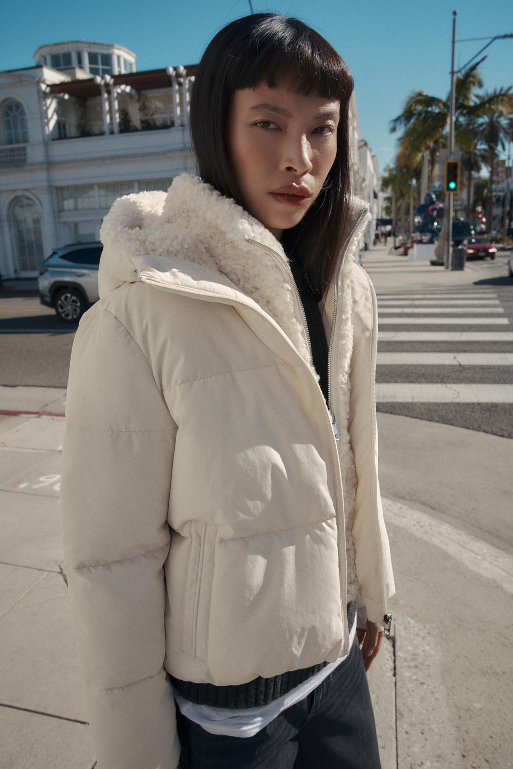 FAUX SHEARLING HOOD WATER-REPELLENT WINDPROOF ANORAK - Zara фото 2