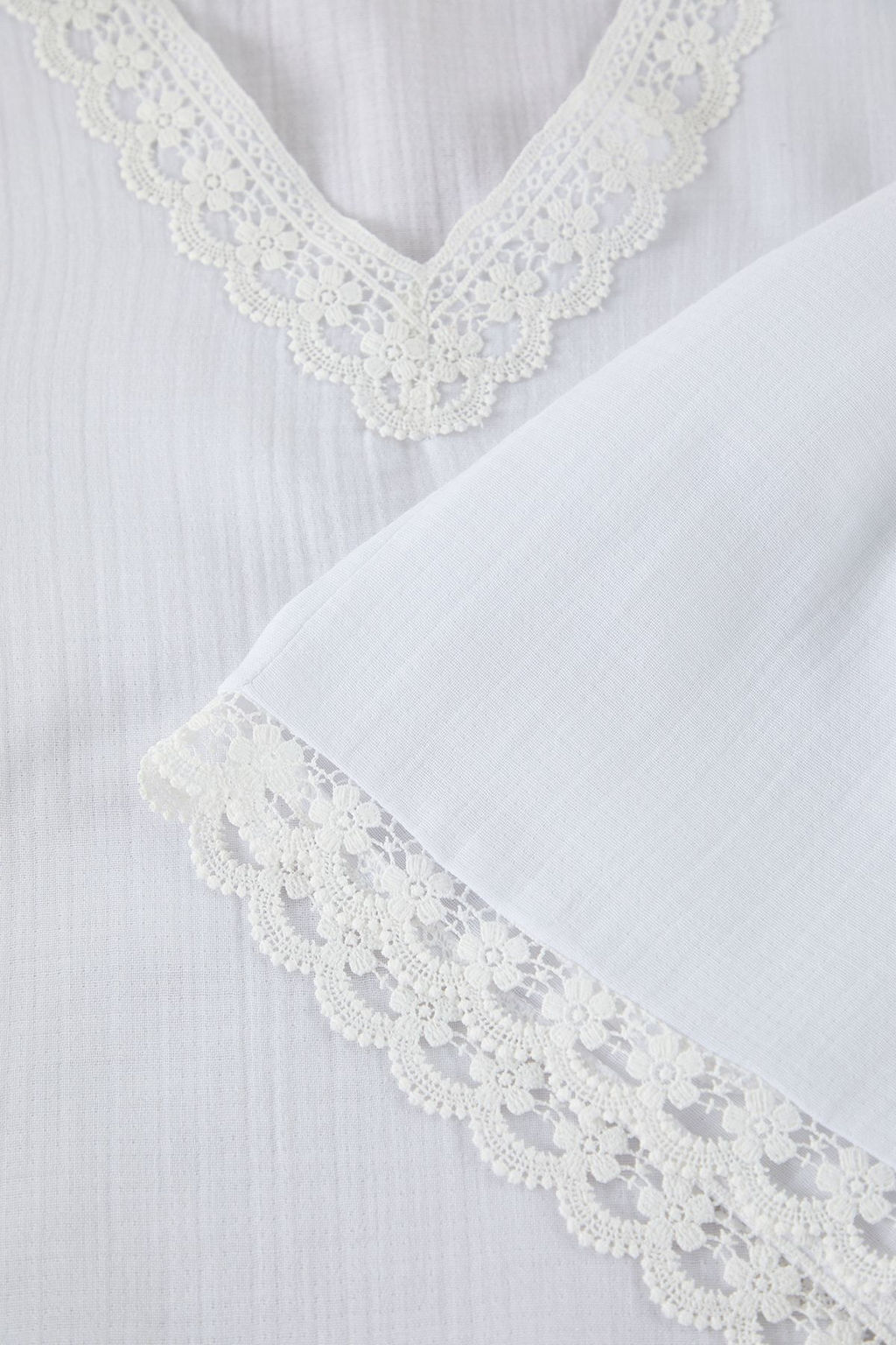Trendyolmilla Beyaz %100 Pamuklu Dantel Dateyl? Muslin Sortlu Dokuma Pijama Tak?m? THMSS25PT00023  фото 8
