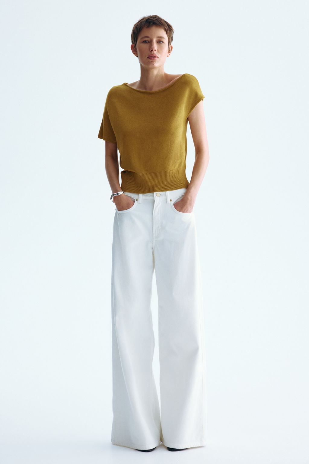 Top de un hombro en punto fino - H&m фото 5