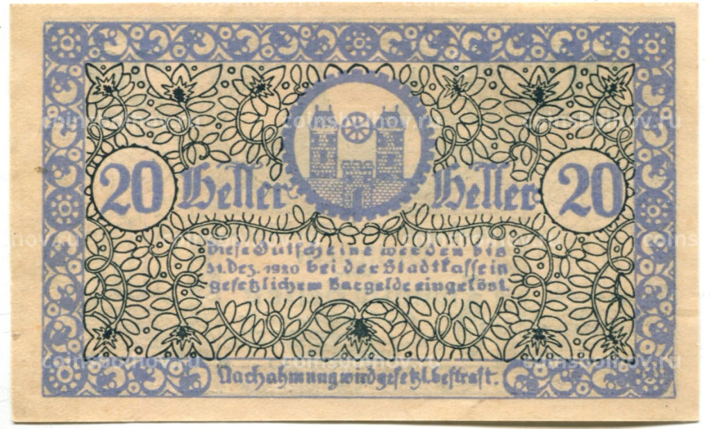 20 геллеров 1920 года Австрия Радштадт (нотгельд)