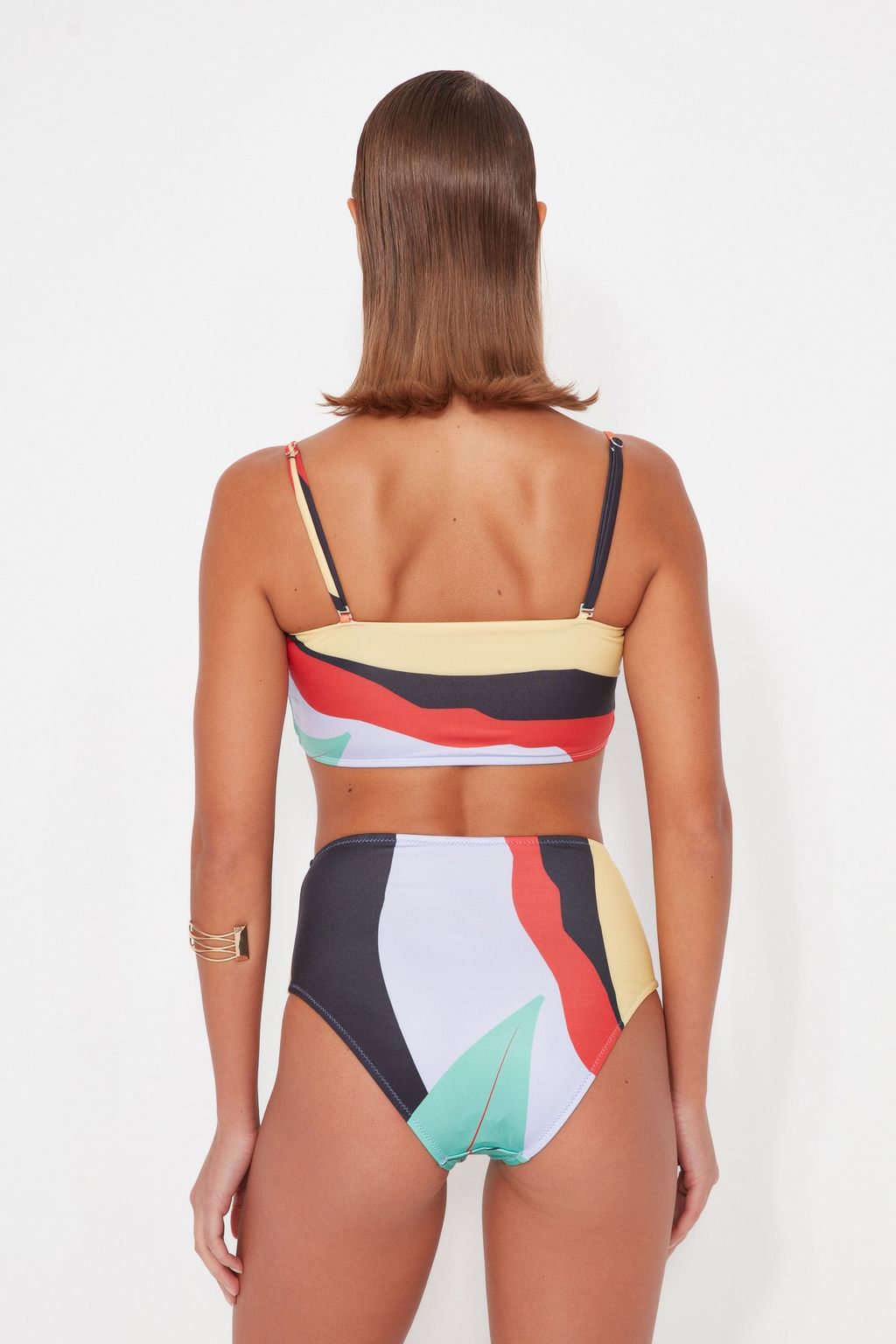 Renkli Soyut Desenli Yuksek Bel Bikini Alt? TBESS22BA0014