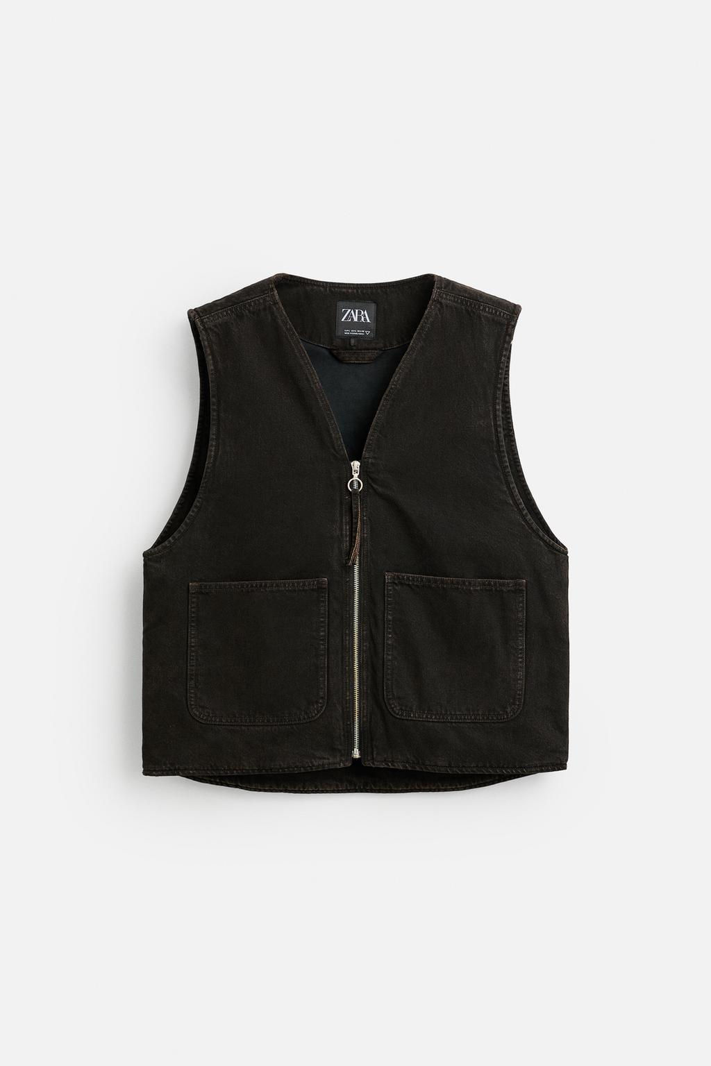 DENIM WAISTCOAT WITH POCKETS - Zara фото 6