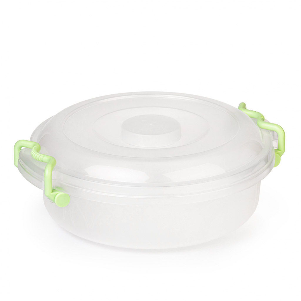 Контейнер для продуктов пластмассовый 3л, д28см, h11см, ручки-клипса (Россия)