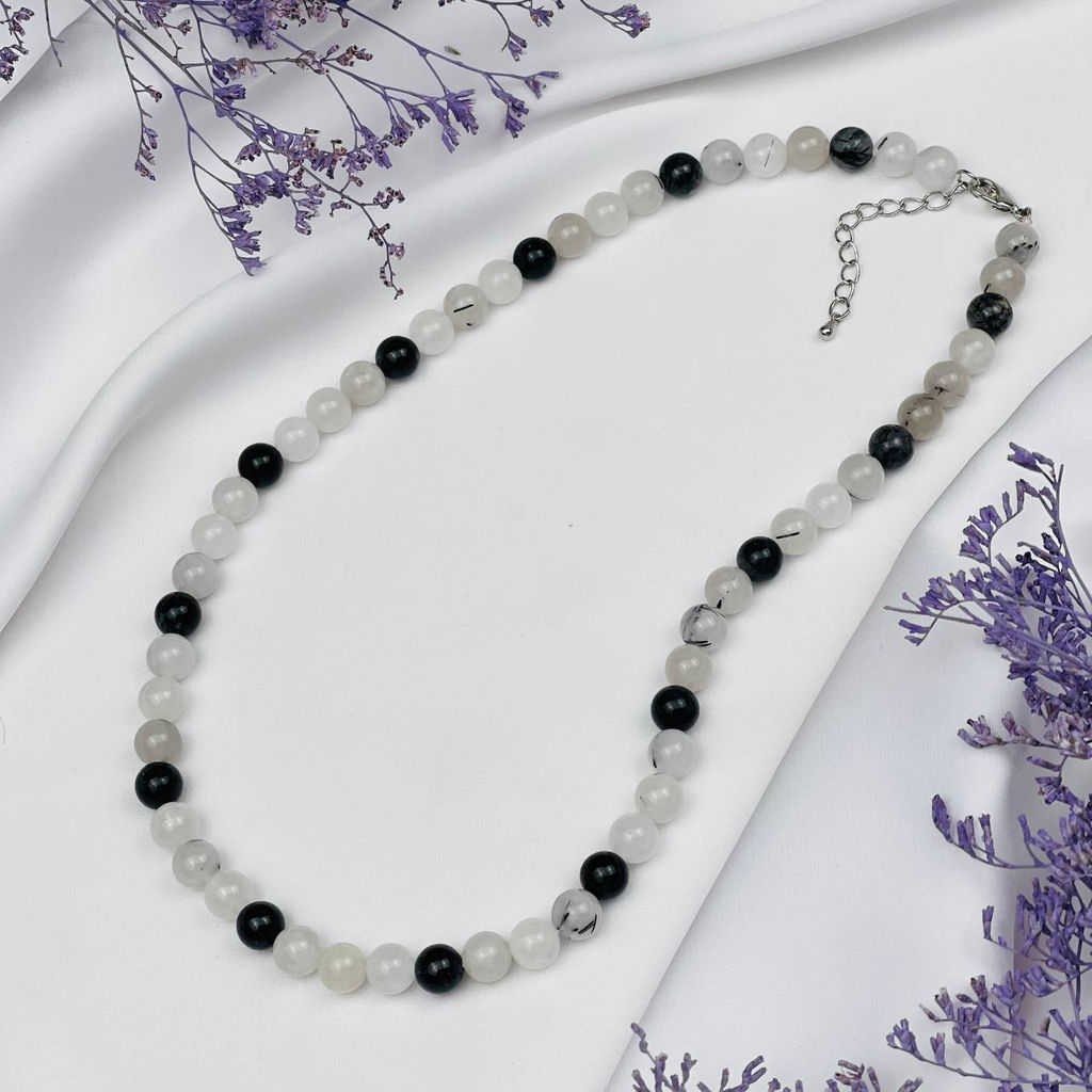 Бусы из Кварца с включением Турмалина 46 см +