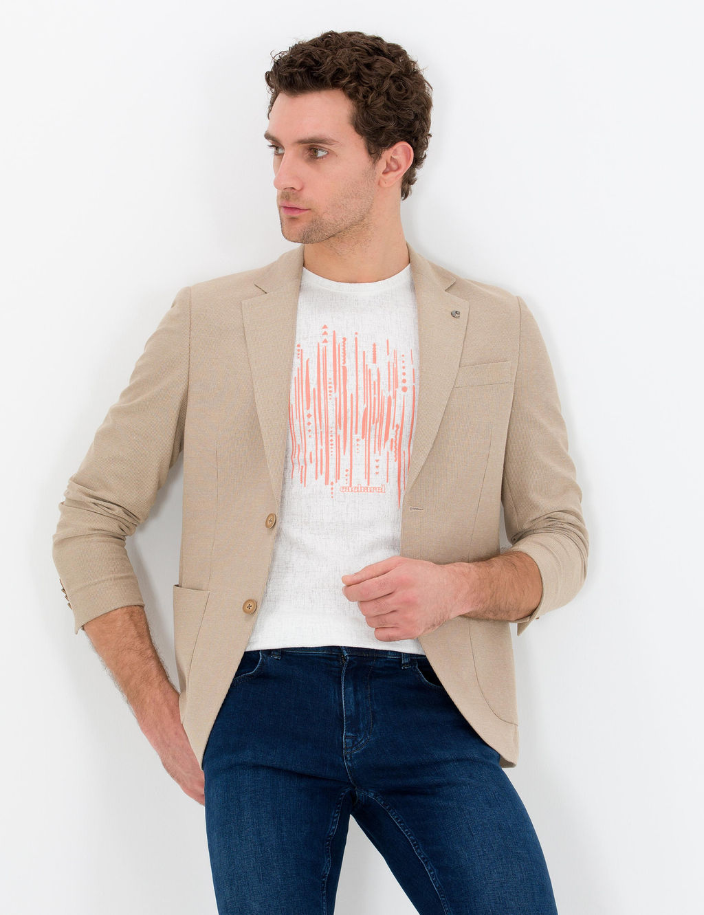 Camel Slim Fit Ceket