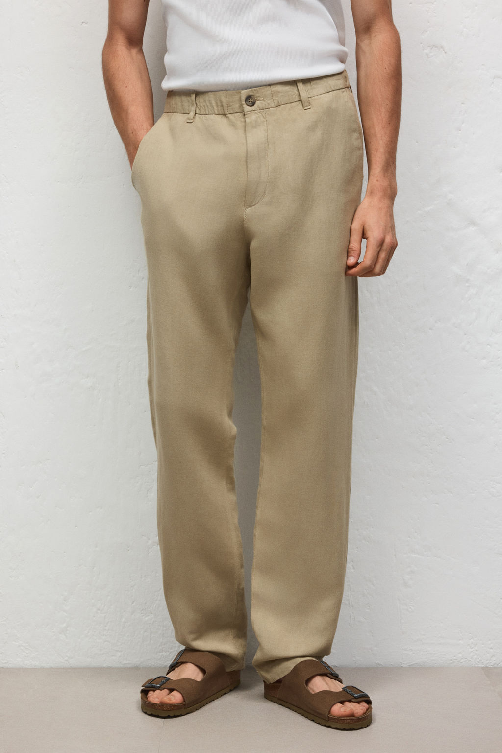 Pantal?n en mezcla de lino Regular Fit - H&m фото 4