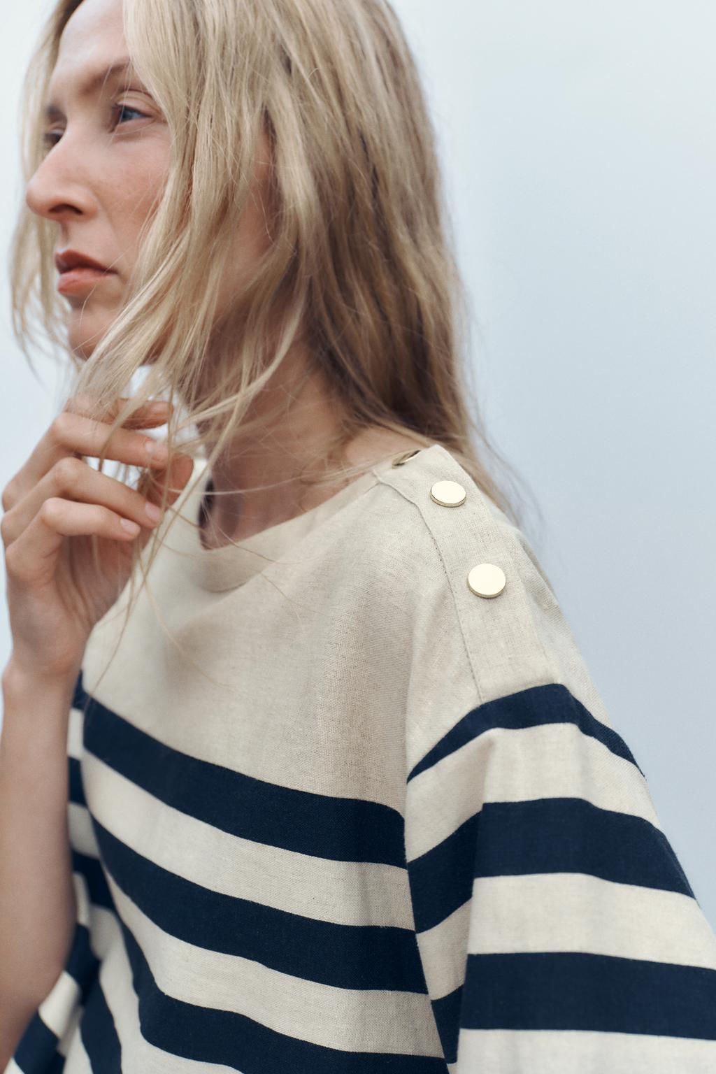 STRIPED LINEN BLEND SHIRT - Zara фото 11