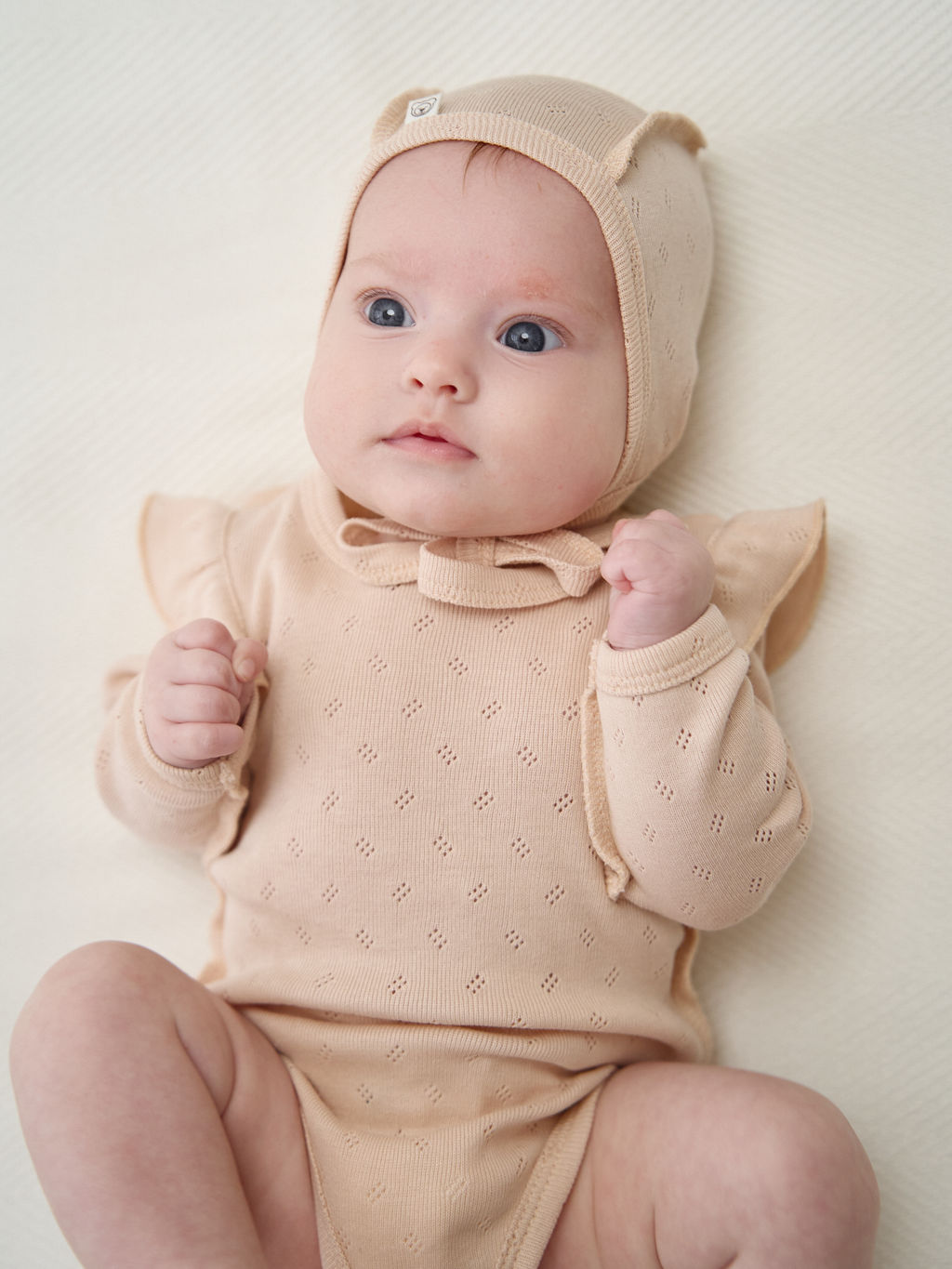 Боди с крылышками "Нюд" из ажурного хлопка 0+