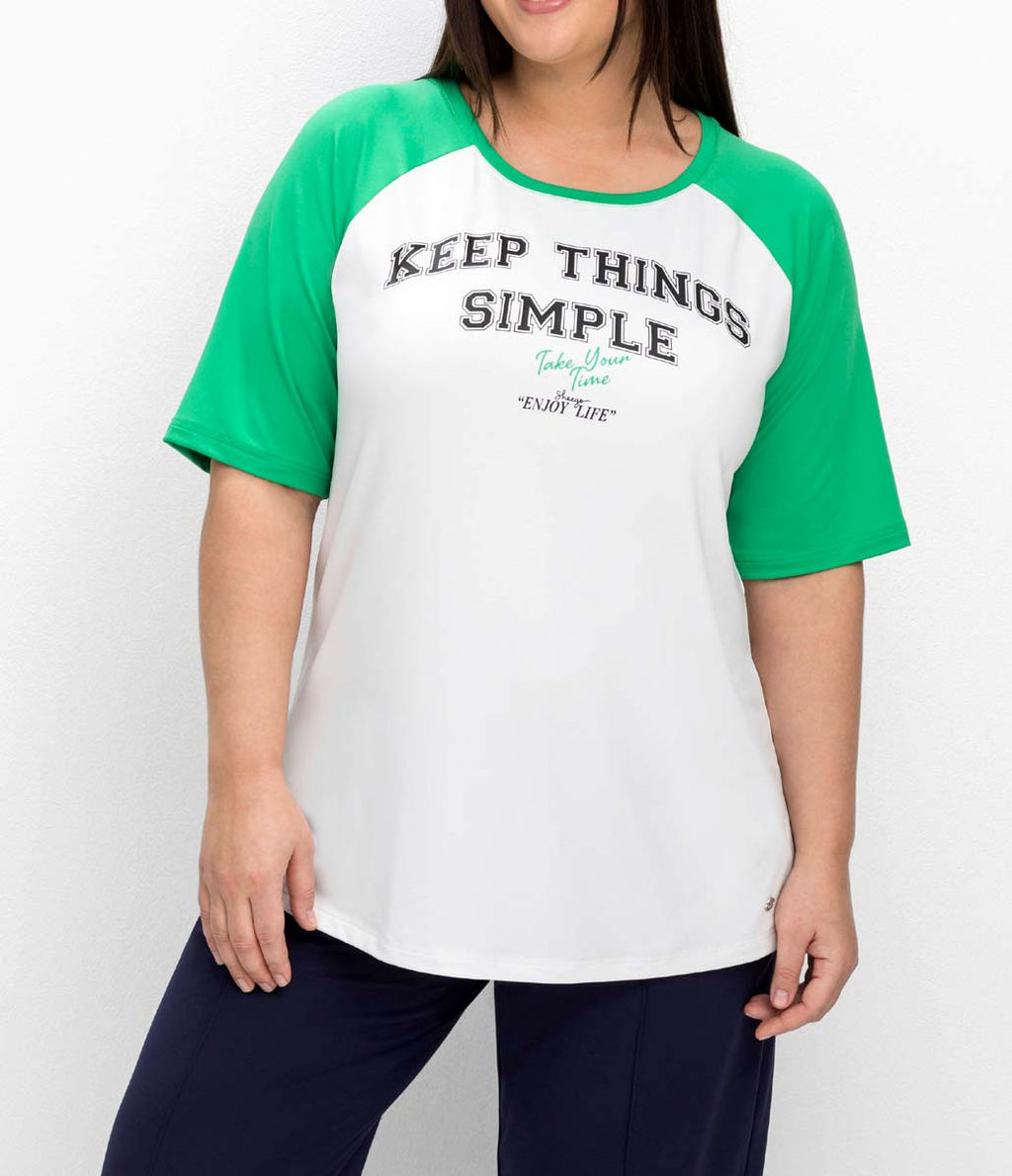 Блузка, бело-зеленая - Sheego фото 3