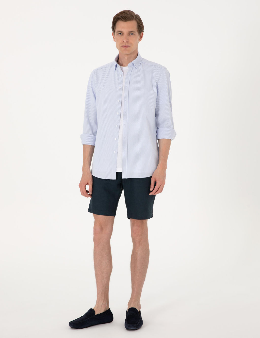 A__k Mavi Slim Fit _izgili Uzun Kollu G_mlek - Pierre cardin фото 4