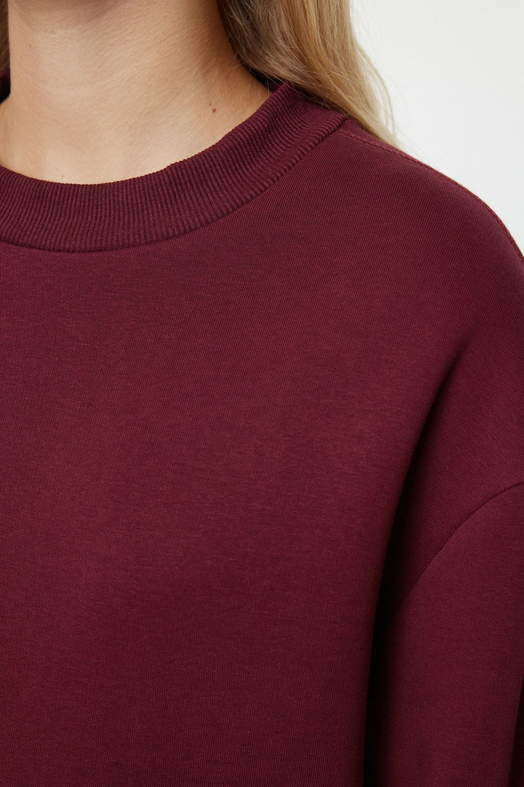 TRENDYOLMILLA Bordo Kal?n Ici Polarl? Yar?m Bal?kc? Yaka Relaxed/Rahat Kal?p Orme Sweatshirt TWOAW20SW0584  фото 4