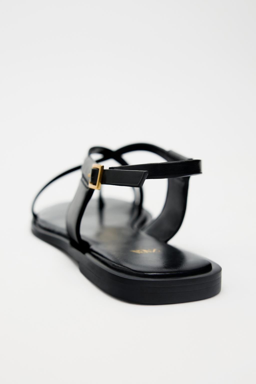 STRAPPY FLAT SLIDER SANDALS WITH METAL EMBELLISHMENT - Zara фото 6