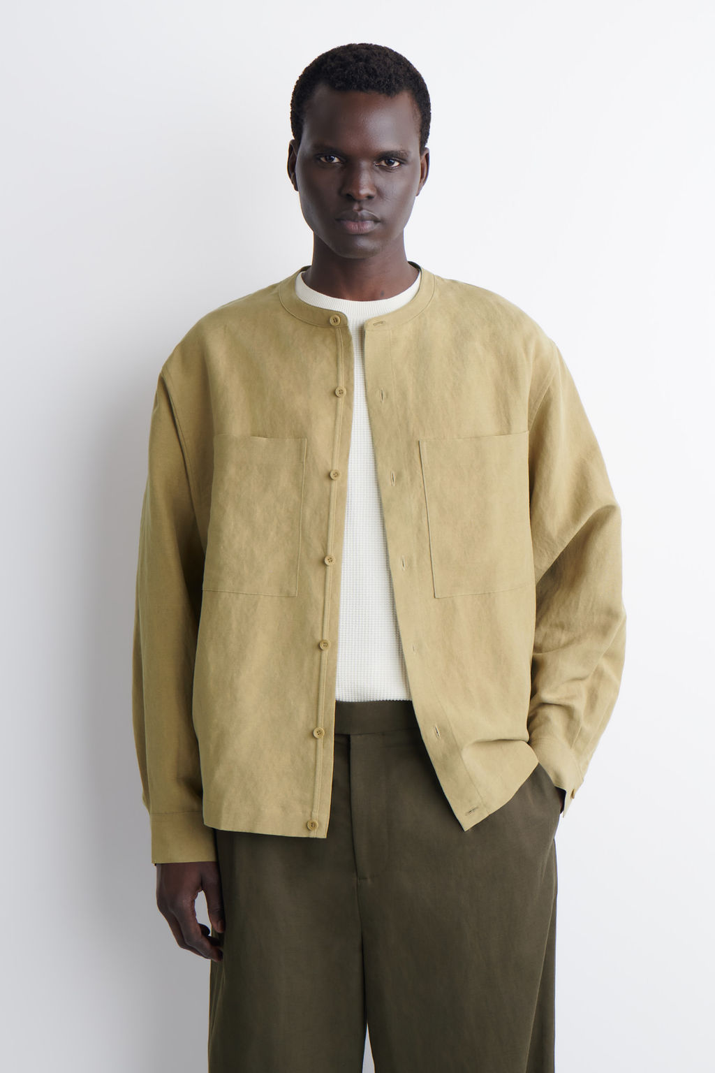 CAMISA OVERSIZE DE LINO CON CUELLO MAO - H&m фото 3