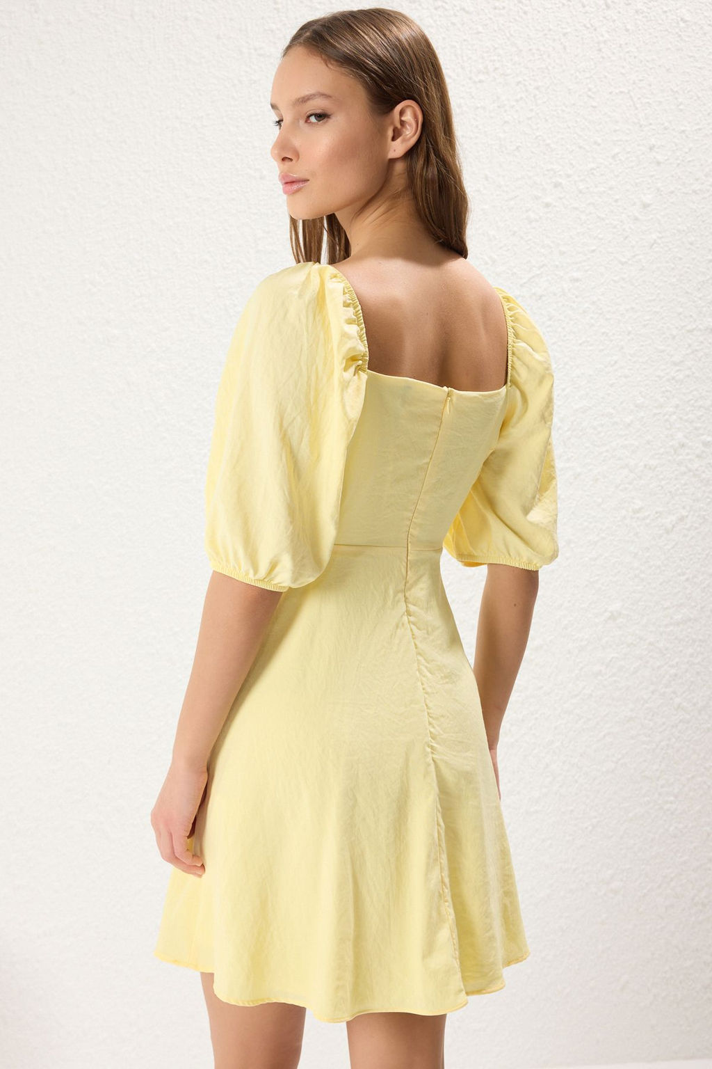 TRENDYOLMILLA Kiremit A Kesim Balon Kollu Mini Dokuma Elbise TWOSS20EL2314 фото 22