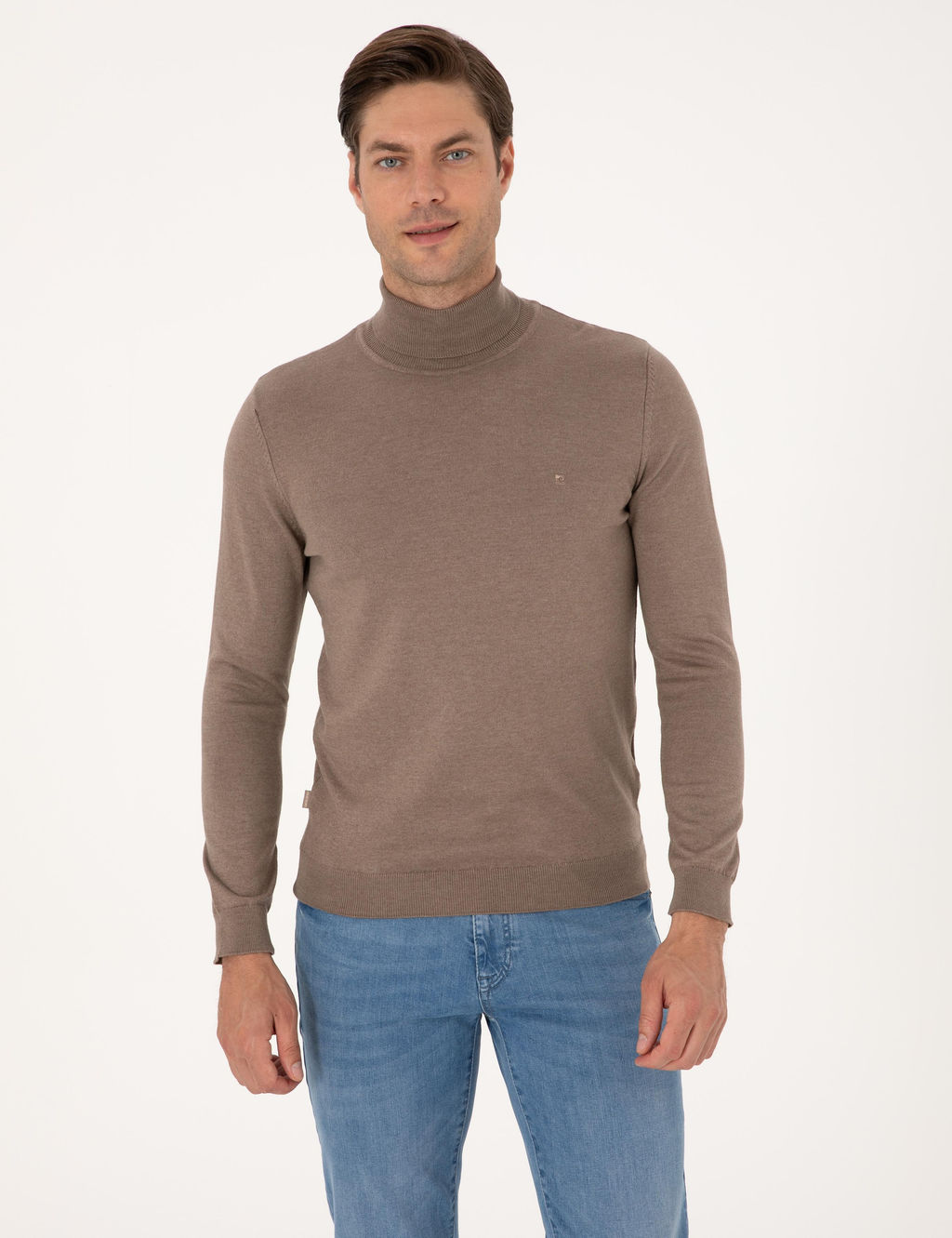 Vizon Melanj Slim Fit Bal_k__ Yaka Basic Triko Kazak