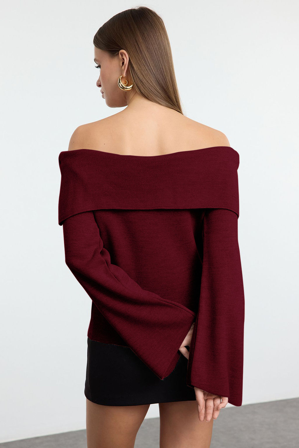 Bordo Gul Detayl? Carmen Yaka Triko Kazak TWOAW25KZ00373 - Trendyolmilla фото 5