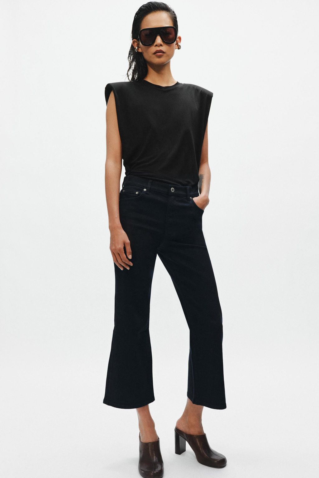 JEANS ZW COLLECTION CROPPED FLARE TIRO MEDIO / Marino - Zara фото 4