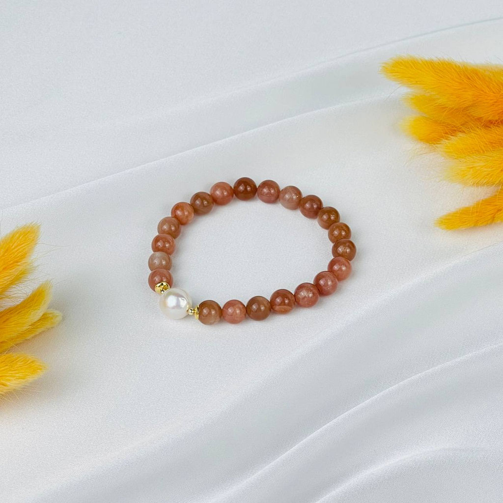 Браслет из Лунного камня и Жемчуга