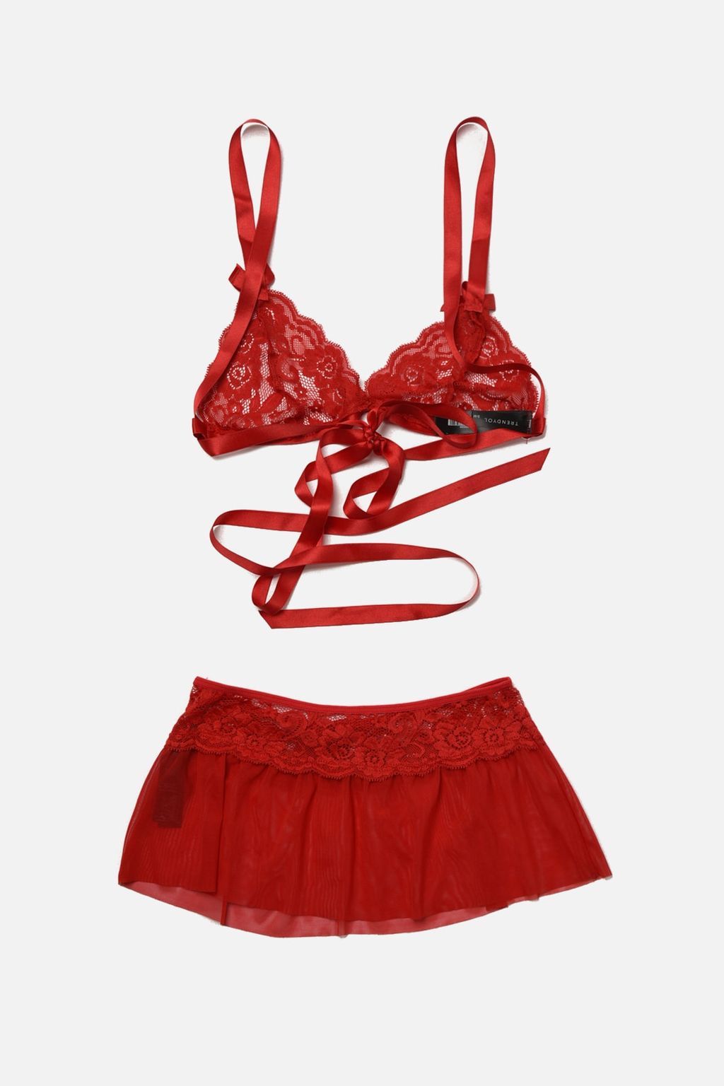 TRENDYOLMILLA K?rm?z? Dantelli Balensiz Kaps?z Orme Ic Camas?r? Tak?m? THMAW22AU0328 фото 5