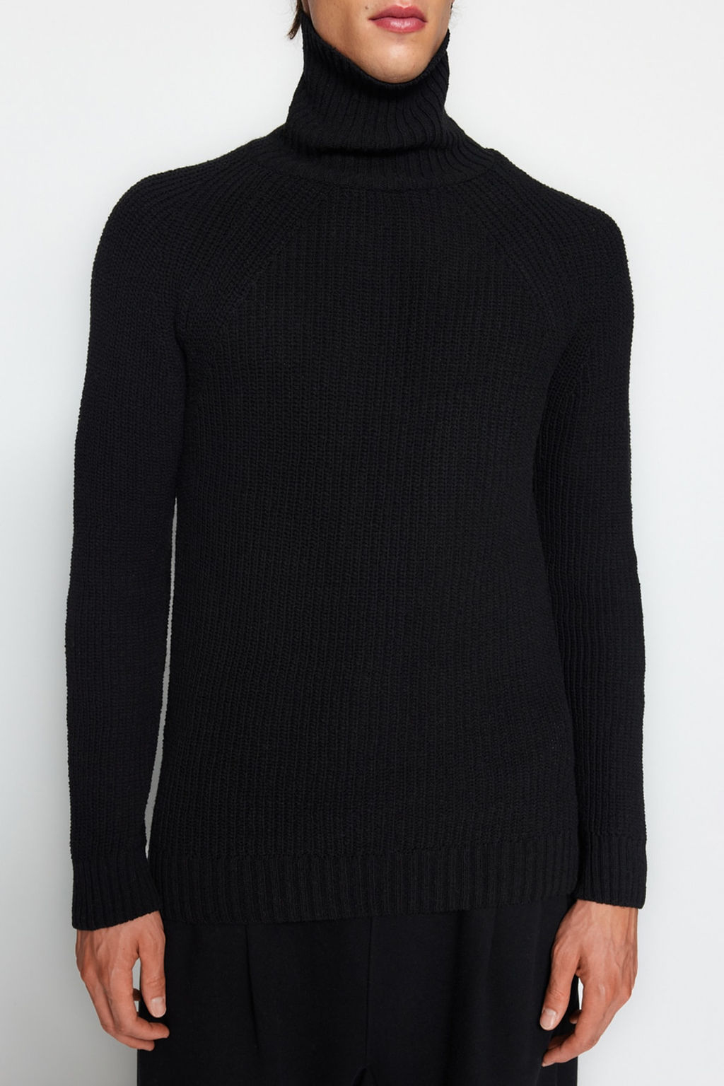 Trendyolmilla Man Ekru Slim Fit Yunlu Bal?kc? Yaka Reglan Kol Basic Triko Kazak TMNAW21KZ0404  фото 3