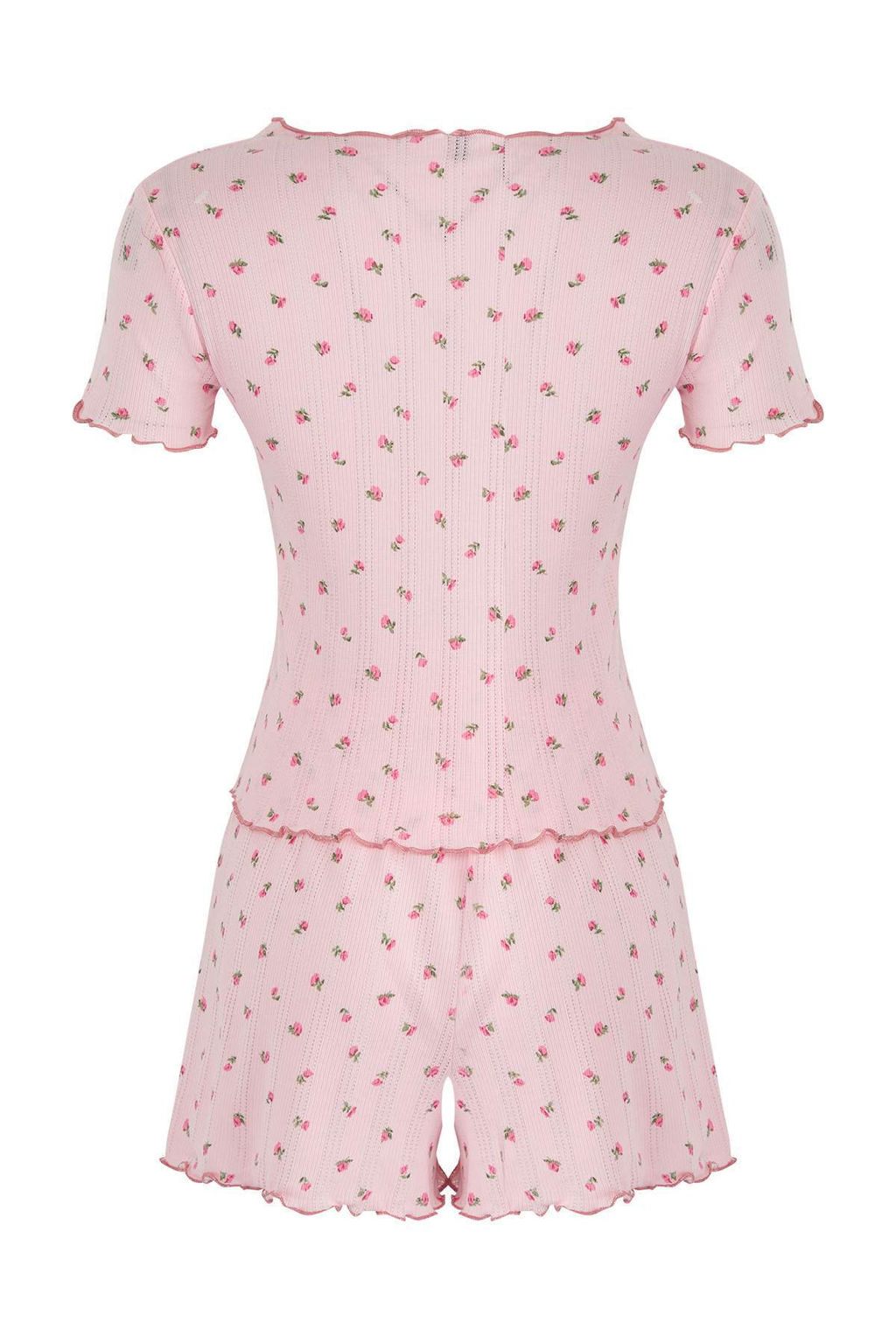 Trendyolmilla Beyaz %100 Pamuklu Cicekli Kurdele/Fiyonklu Fitilli Orme Pijama Tak?m? THMSS25PT00434 фото 24