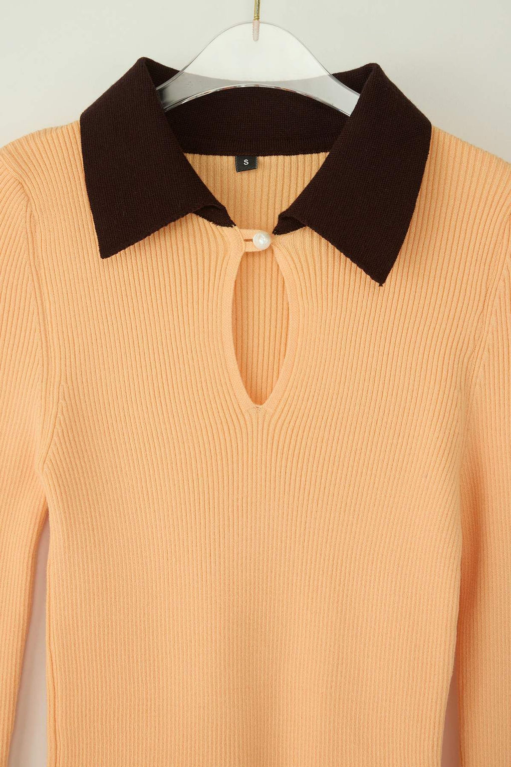 Ac?k Turuncu Merserize Gorunumlu Premium Iplik/Ozel Iplik Polo Yaka Triko Body Kazak TWOAW26KZ00028 - Trendyolmilla фото 6
