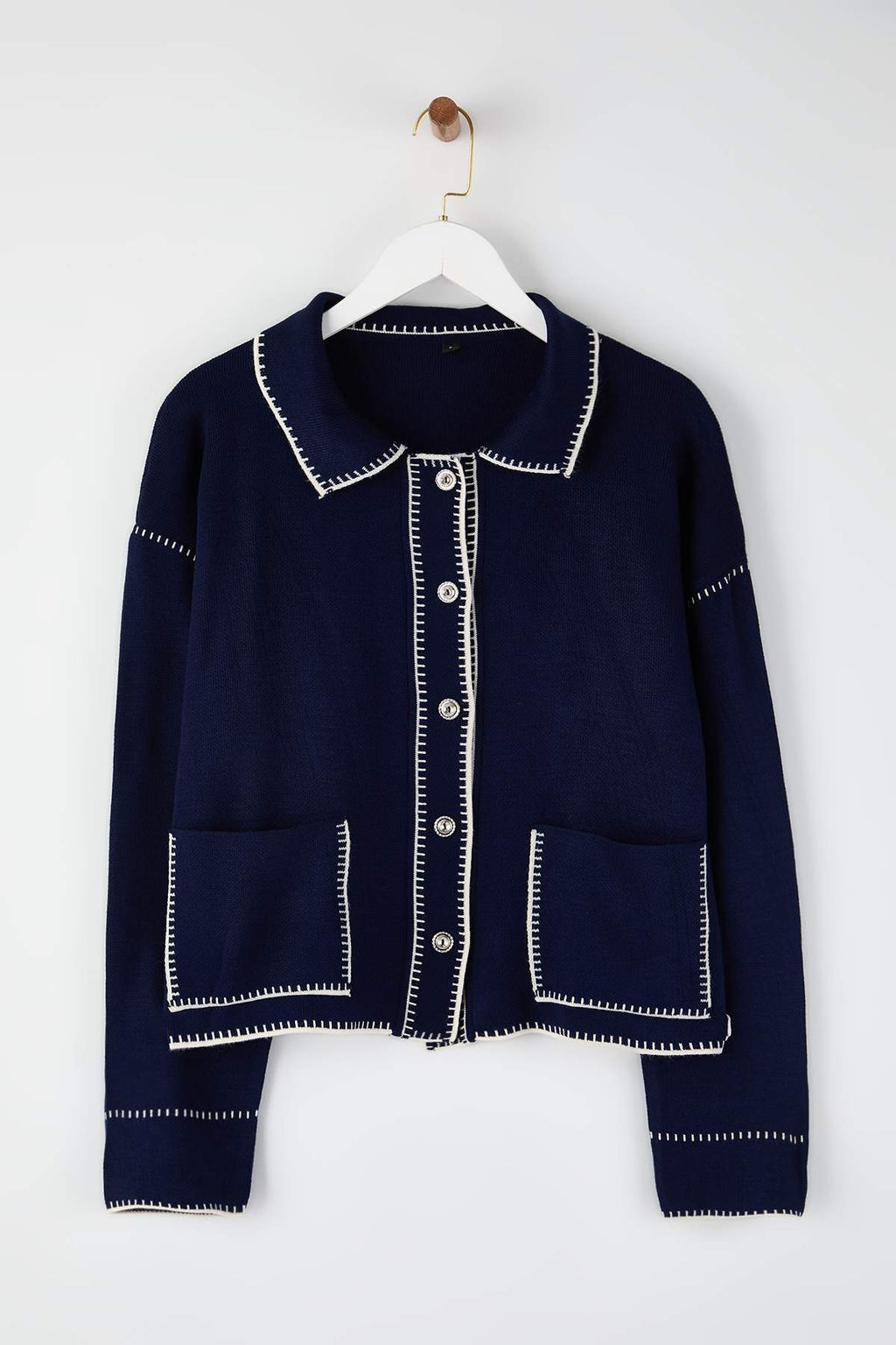 Lacivert Renk Bloklu Polo Yaka Triko H?rka TWOAW25HI00218