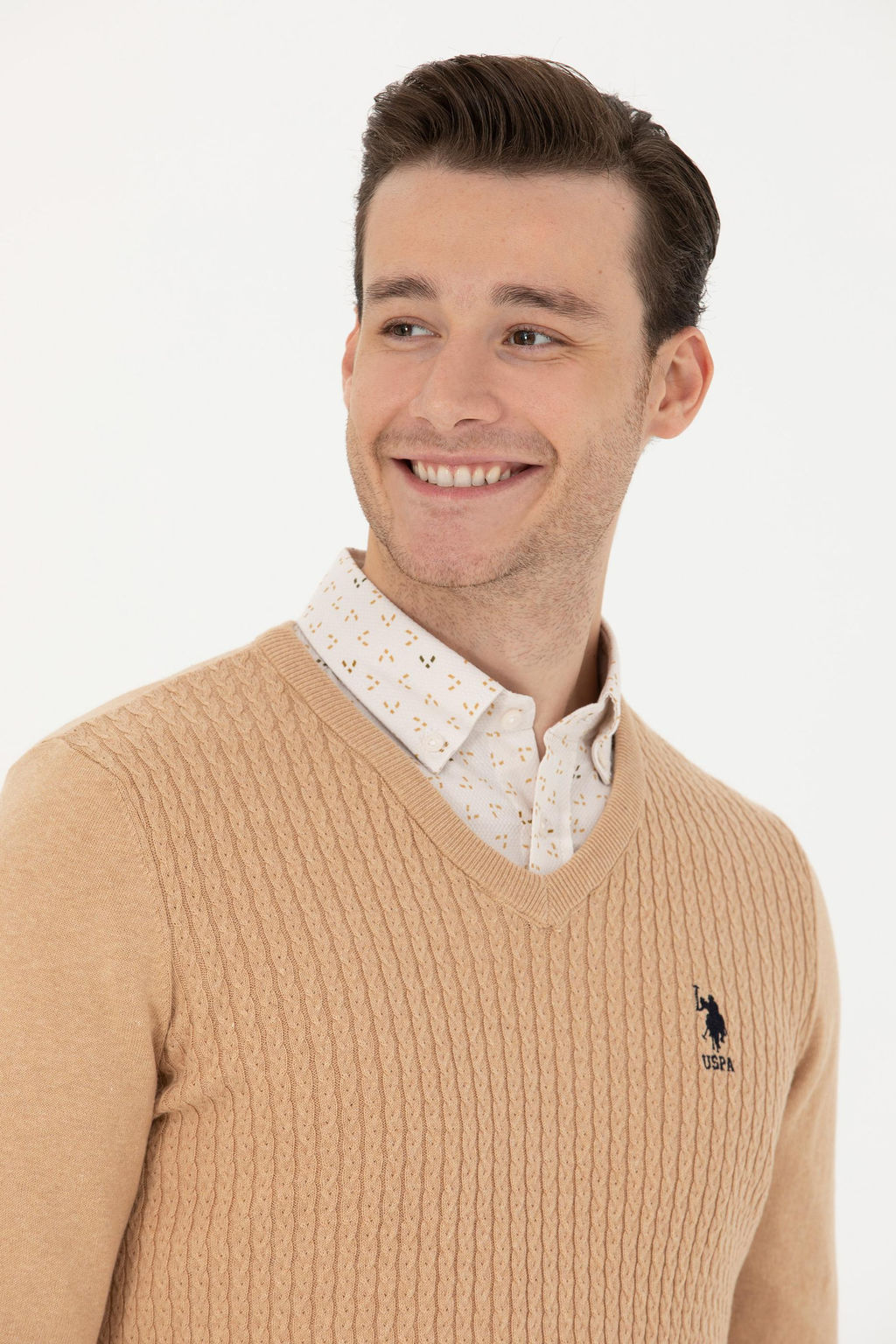 Мужской базовый свитер песочного меланжа - U.s. polo assn фото 2