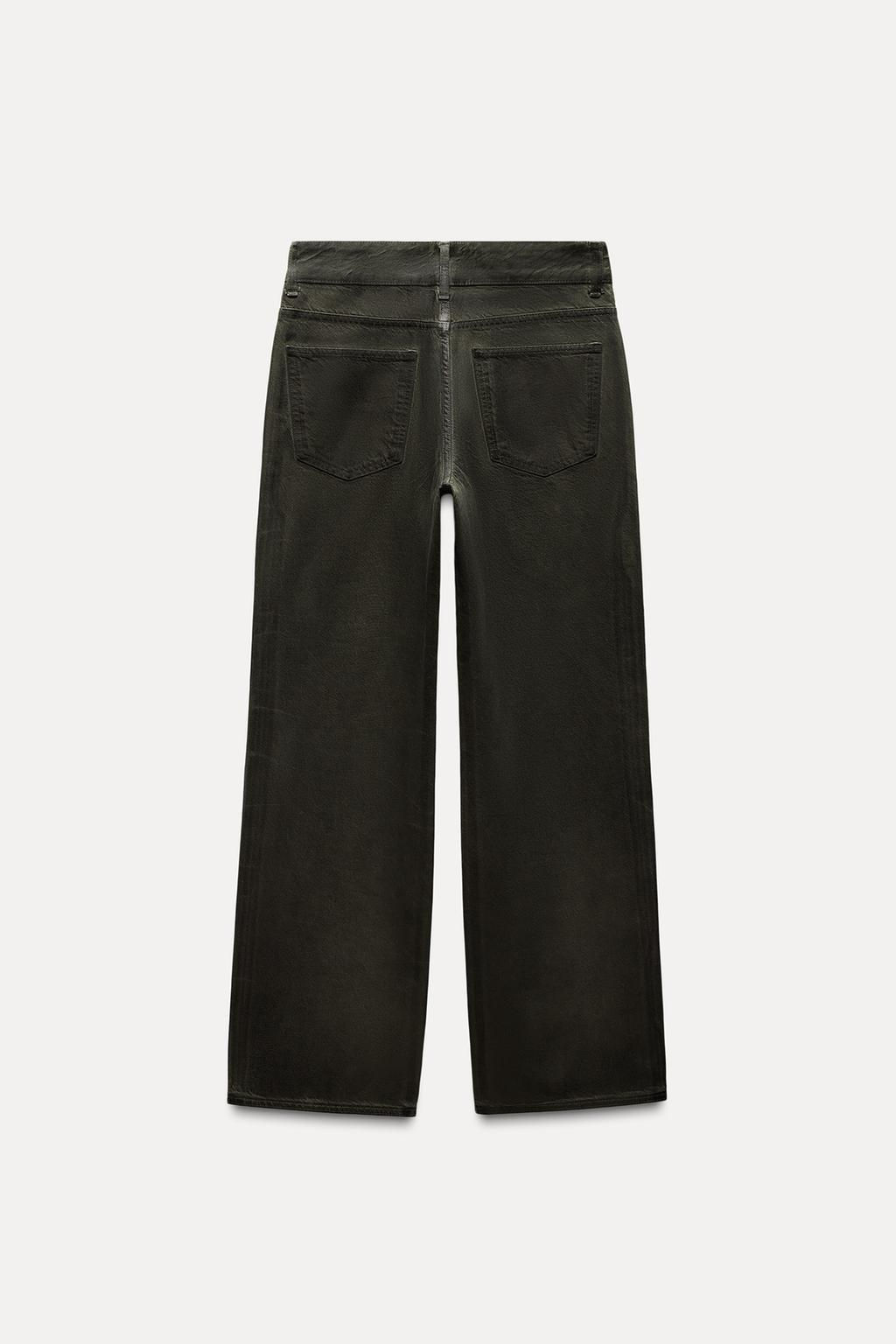 ZW COLLECTION RELAXED MID-WAIST WAXED JEANS - Zara фото 5
