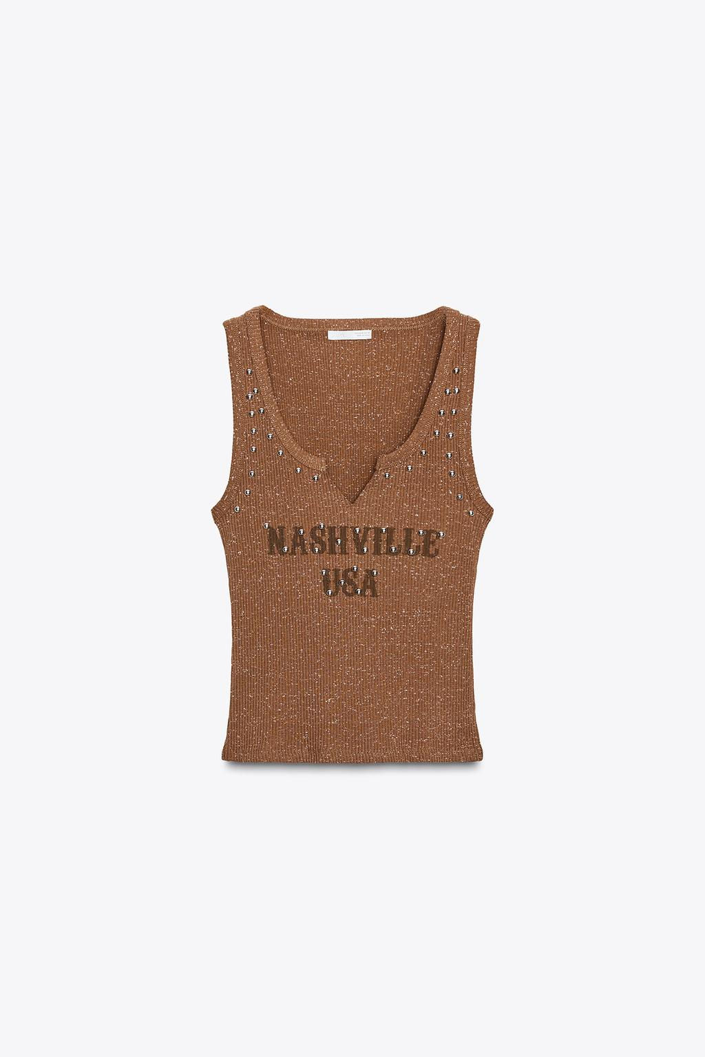WASHED-EFFECT STUDDED TOP - Zara фото 4