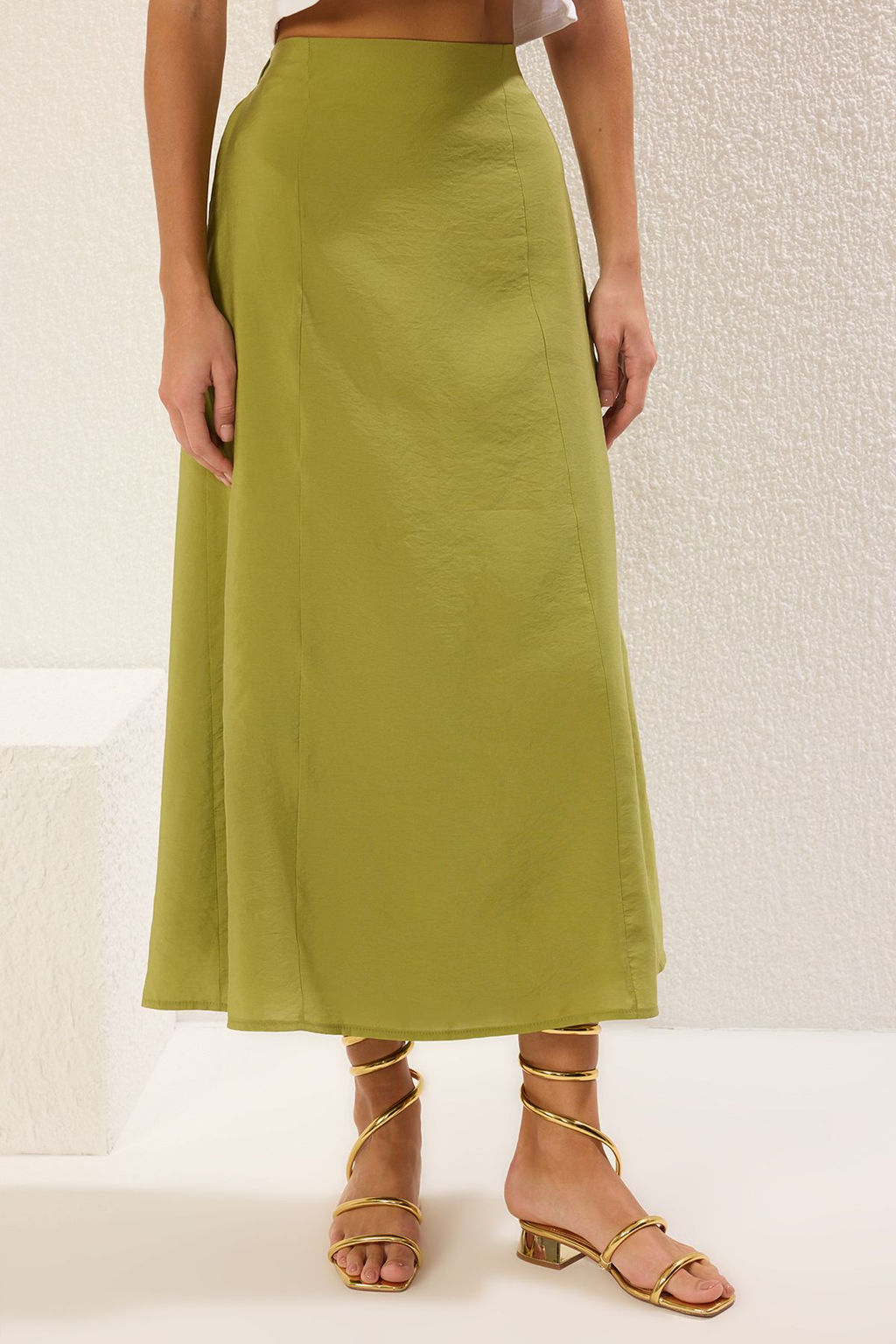 TRENDYOLMILLA Yag Yesili Modal Kumas A-line Maxi Boy Dokuma Etek TWOSS25ET00092  фото 3
