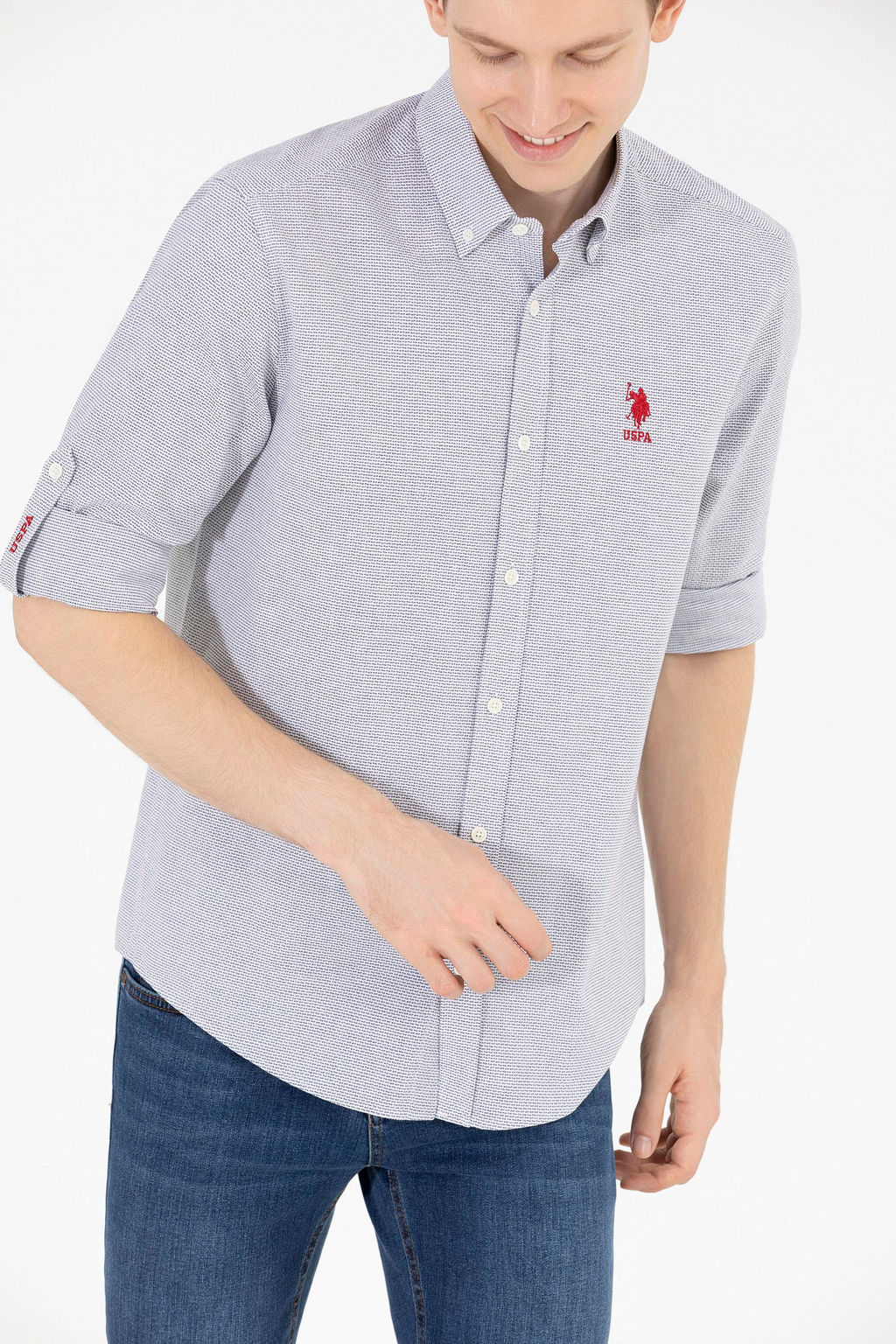 U. S. Polo Assn Мужская темно-синяя рубашка с длинным рукавом - U.s. polo assn фото 6