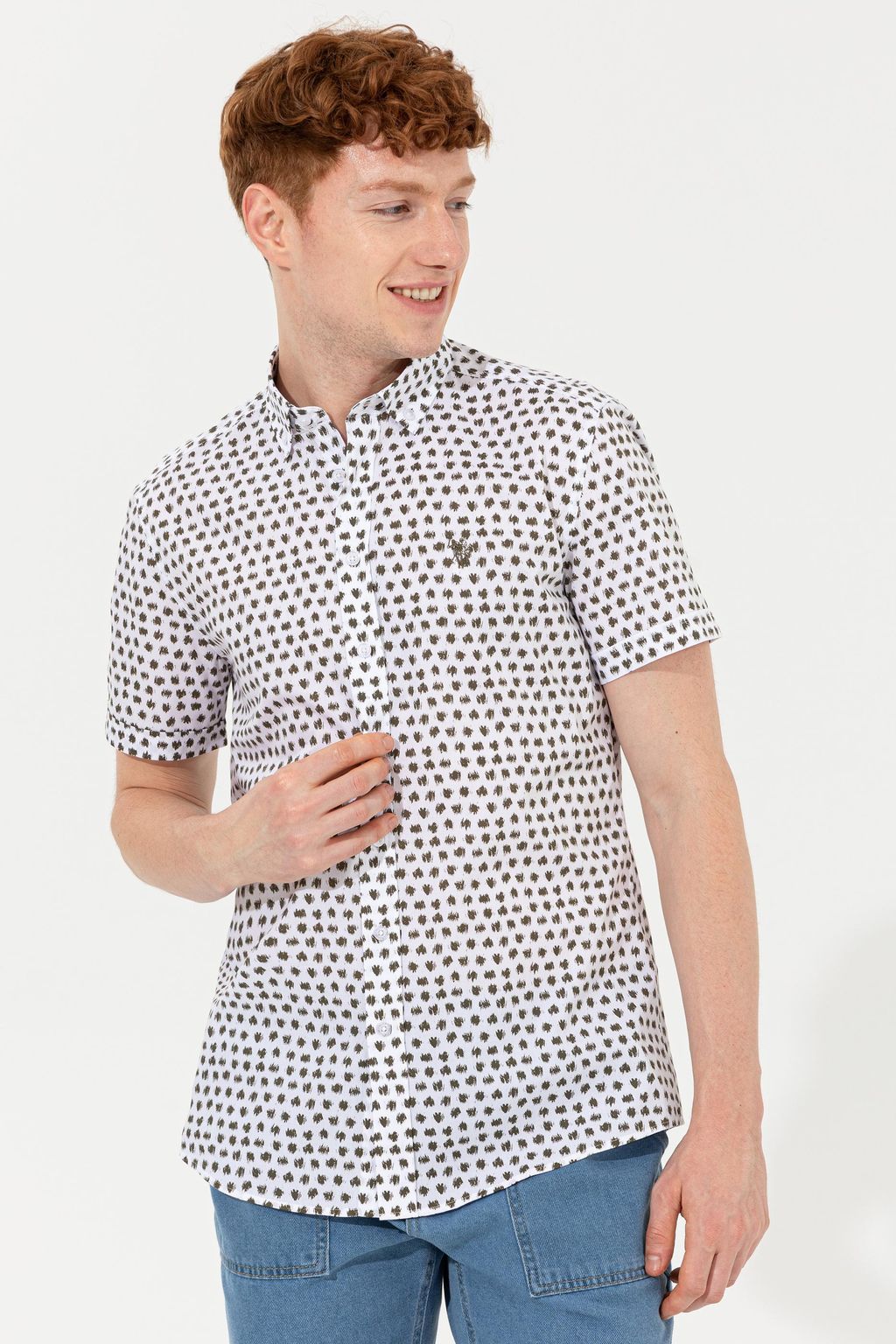 U. S. Polo Assn Мужская рубашка с коротким рукавом и рисунком в защиту прав - U.s. polo assn фото 3