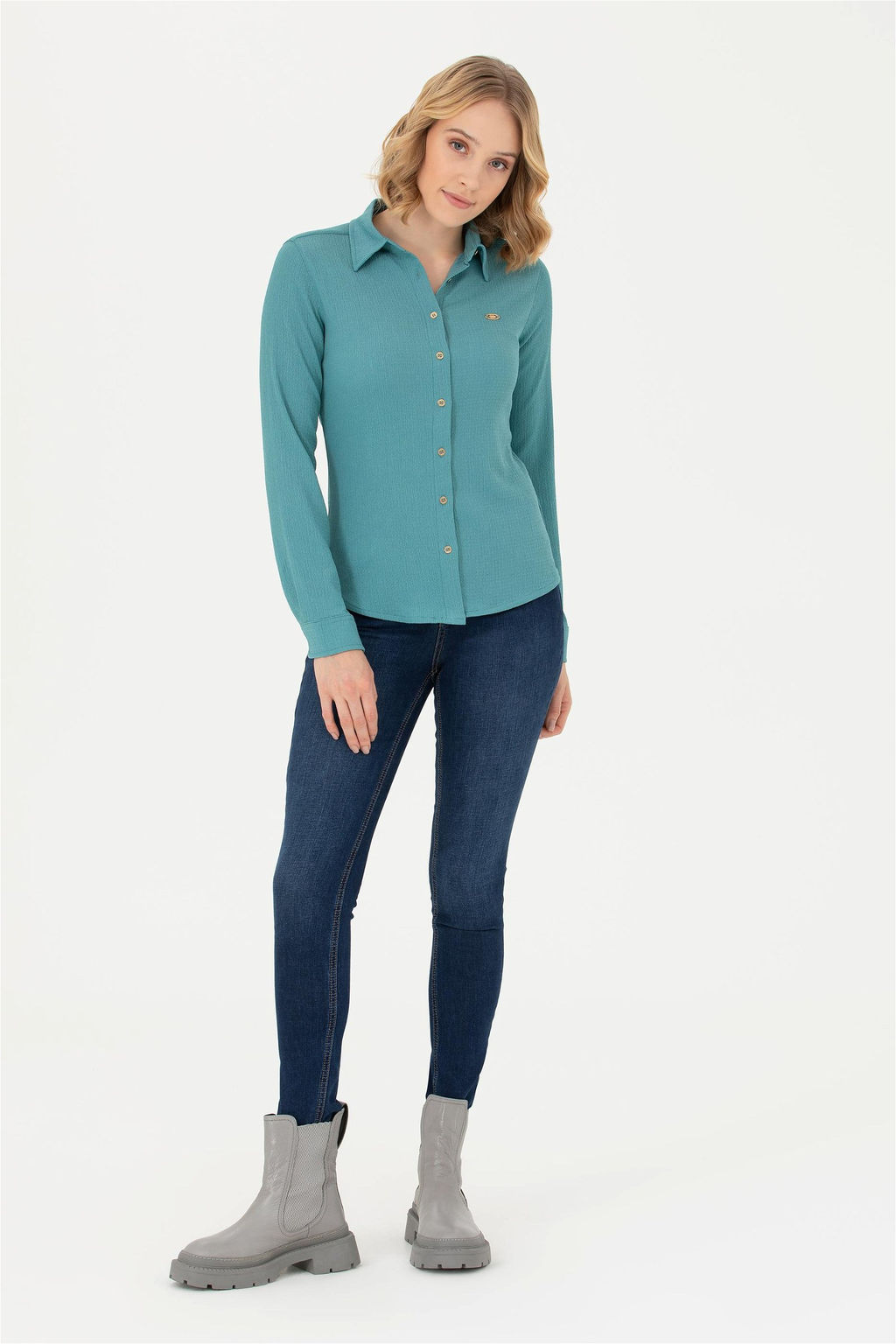 Женская мятная трикотажная рубашка - U.s. polo assn фото 4