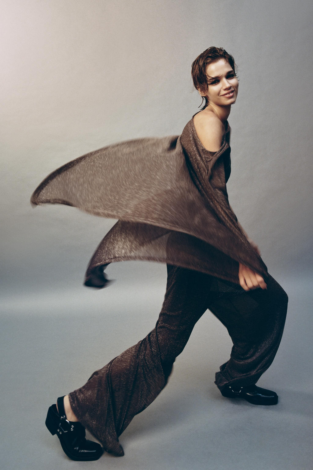 METALLIC THREAD PALAZZO TROUSERS - Zara фото 12