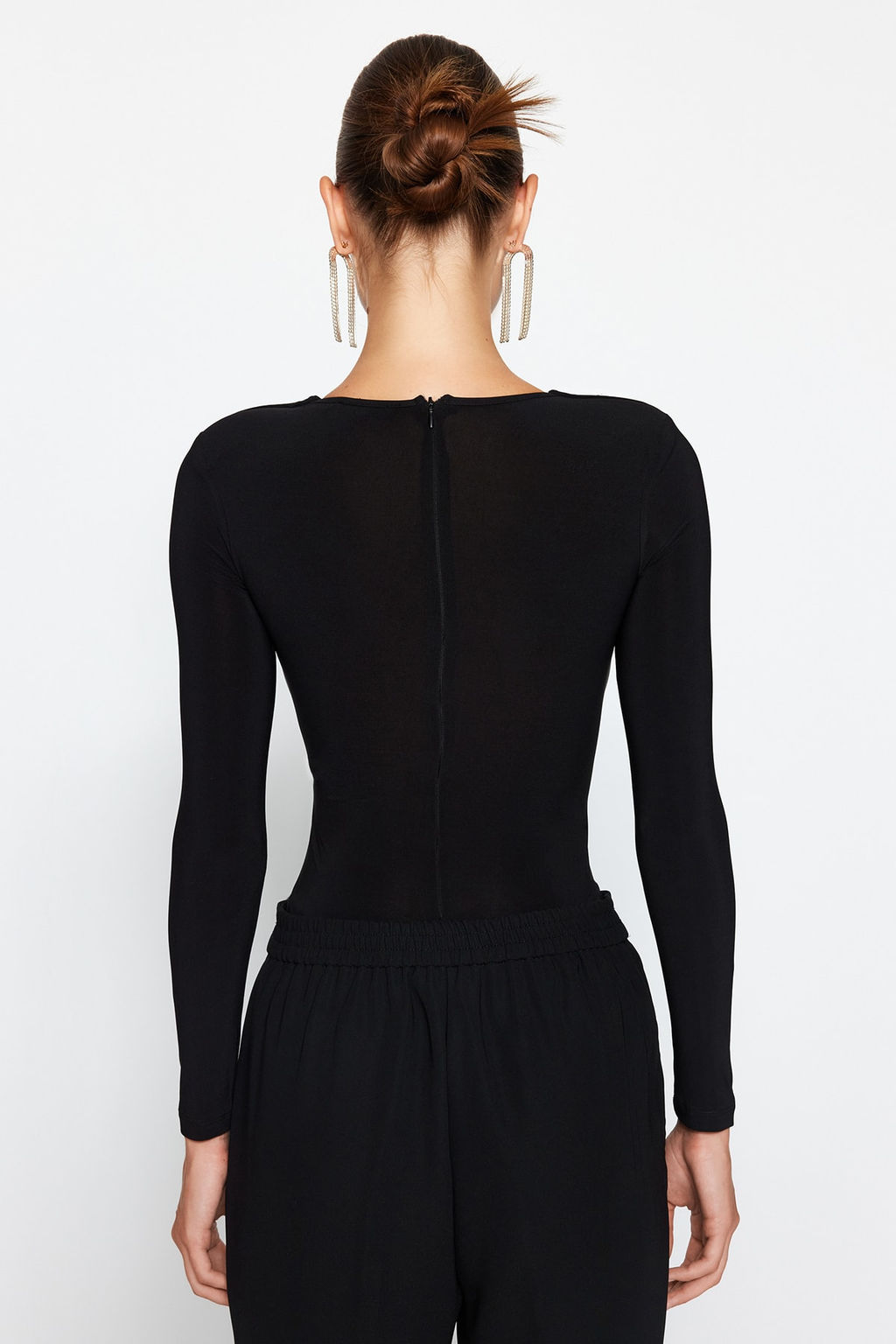 TRENDYOLMILLA Siyah Cut Out/Pencere Detayl? Orme Body TPRAW24BD00000 фото 14